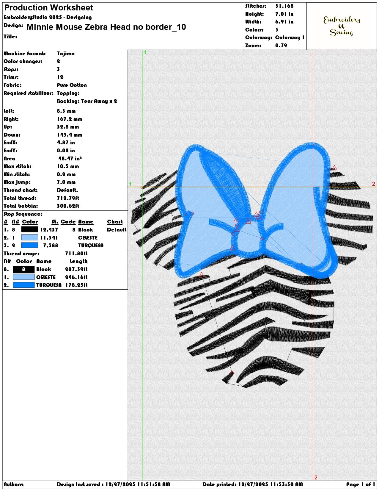 Minnie Mouse Zebra Head no border  - Elegant embroidery design file - instant download — view 3