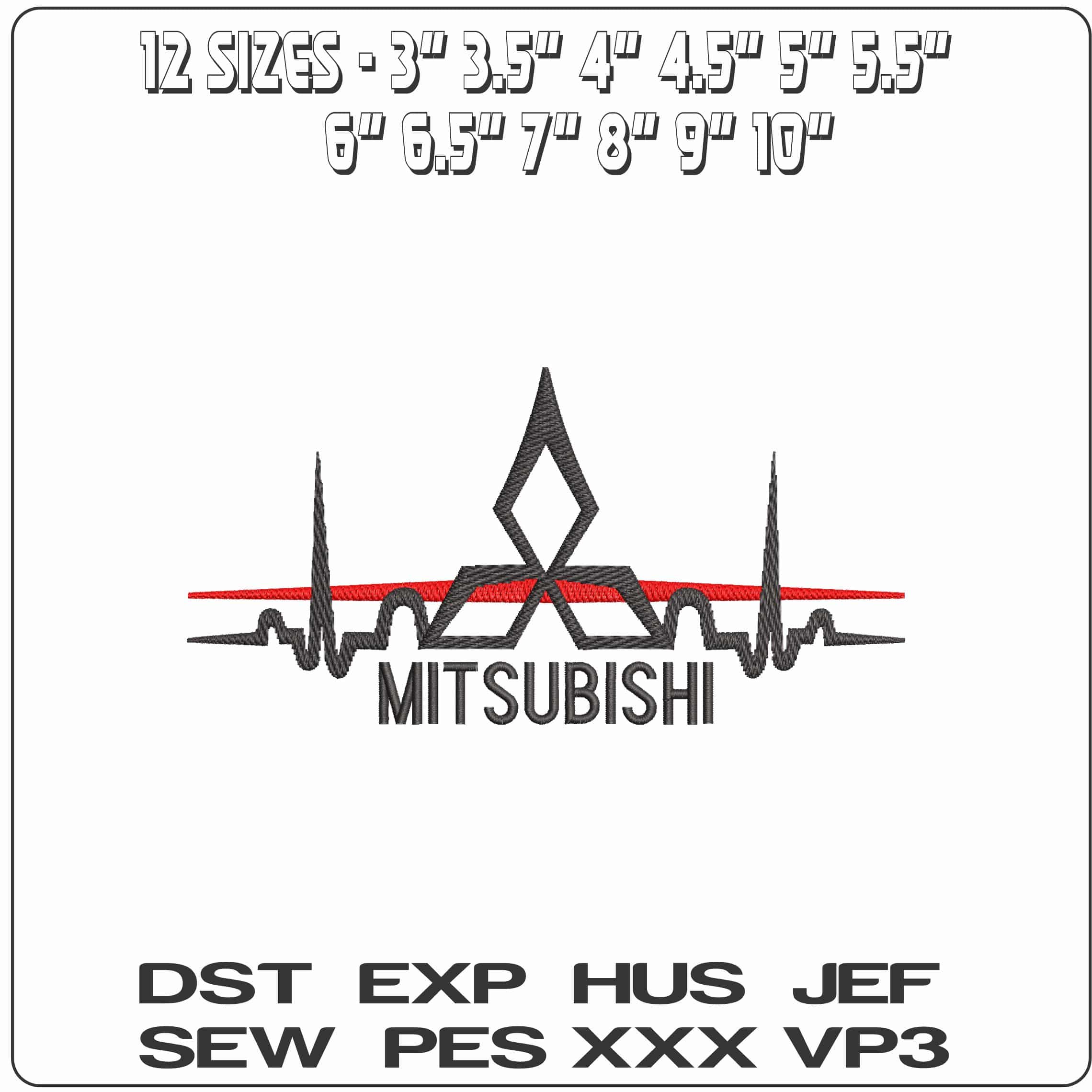 Mitsubishi Heart Beat  - Elegant embroidery design file - instant download — view 2