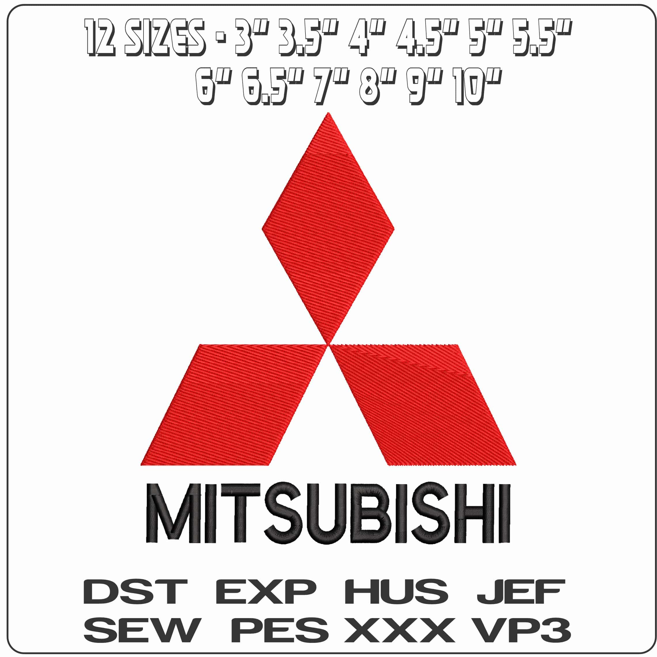 Mitsubishi with Name  - Elegant embroidery design file - instant download — view 2