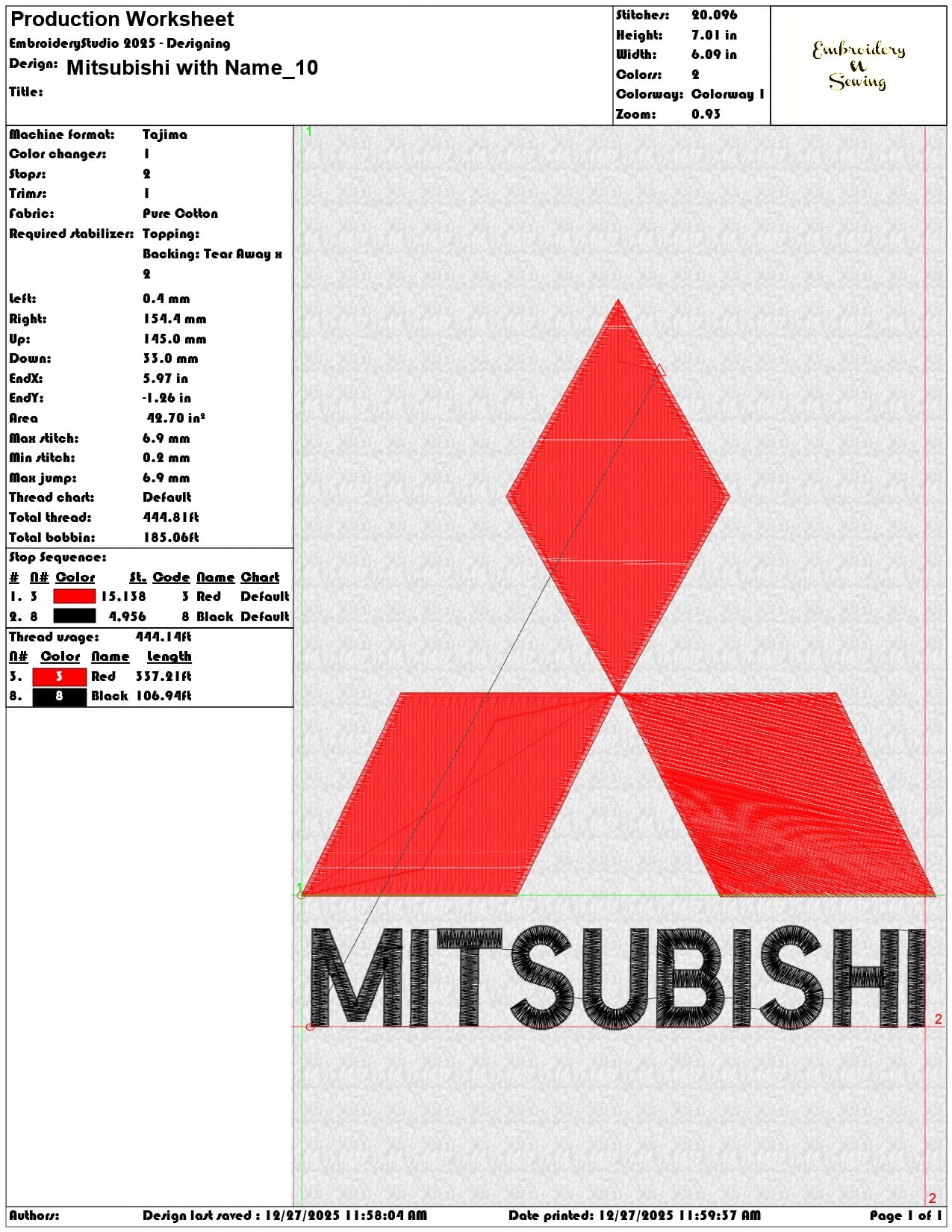 Mitsubishi with Name  - Elegant embroidery design file - instant download — view 3