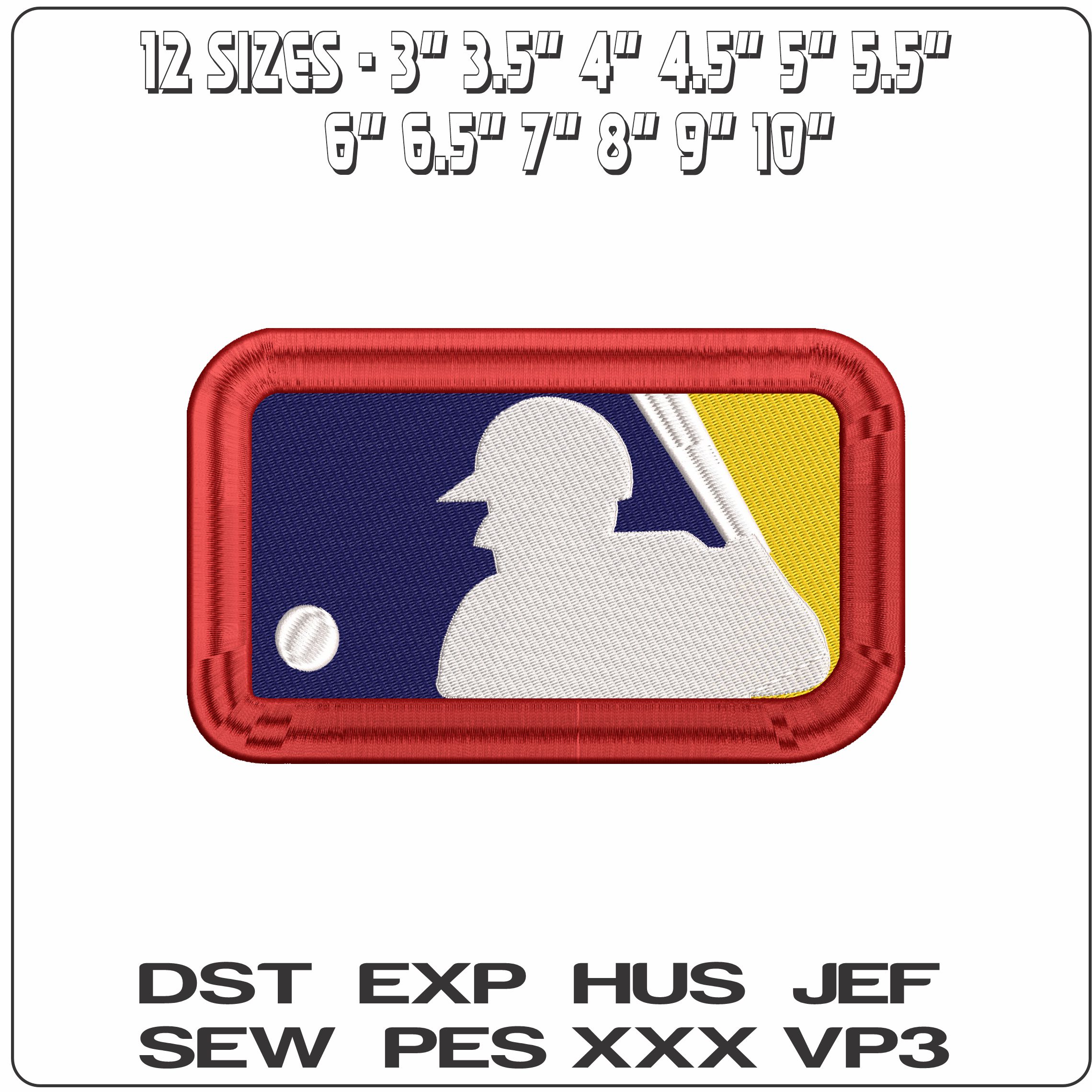 MLB Logo 3d  - Elegant embroidery design file - instant download — view 2
