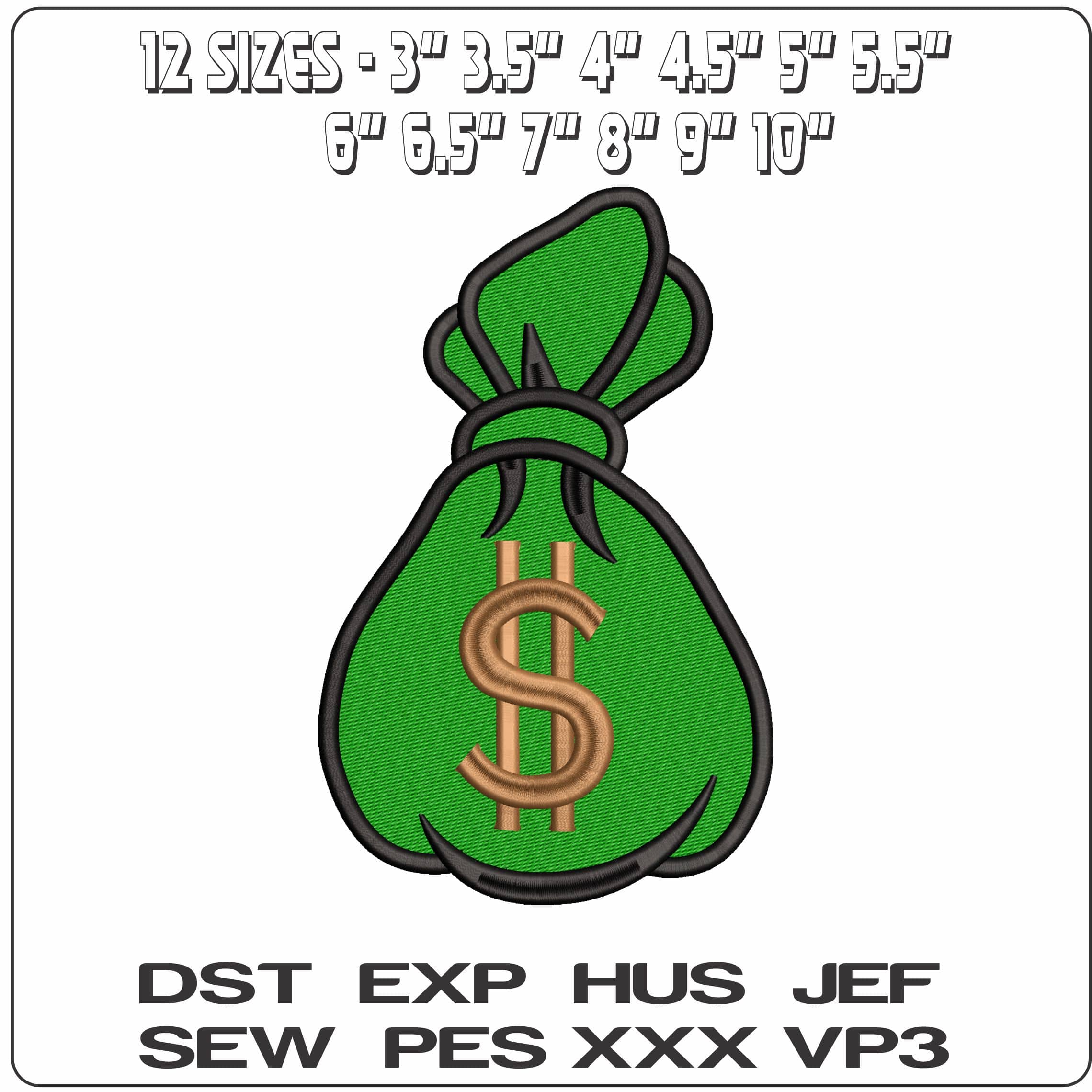 Money Bag Tied Up  - Elegant embroidery design file - instant download — view 2