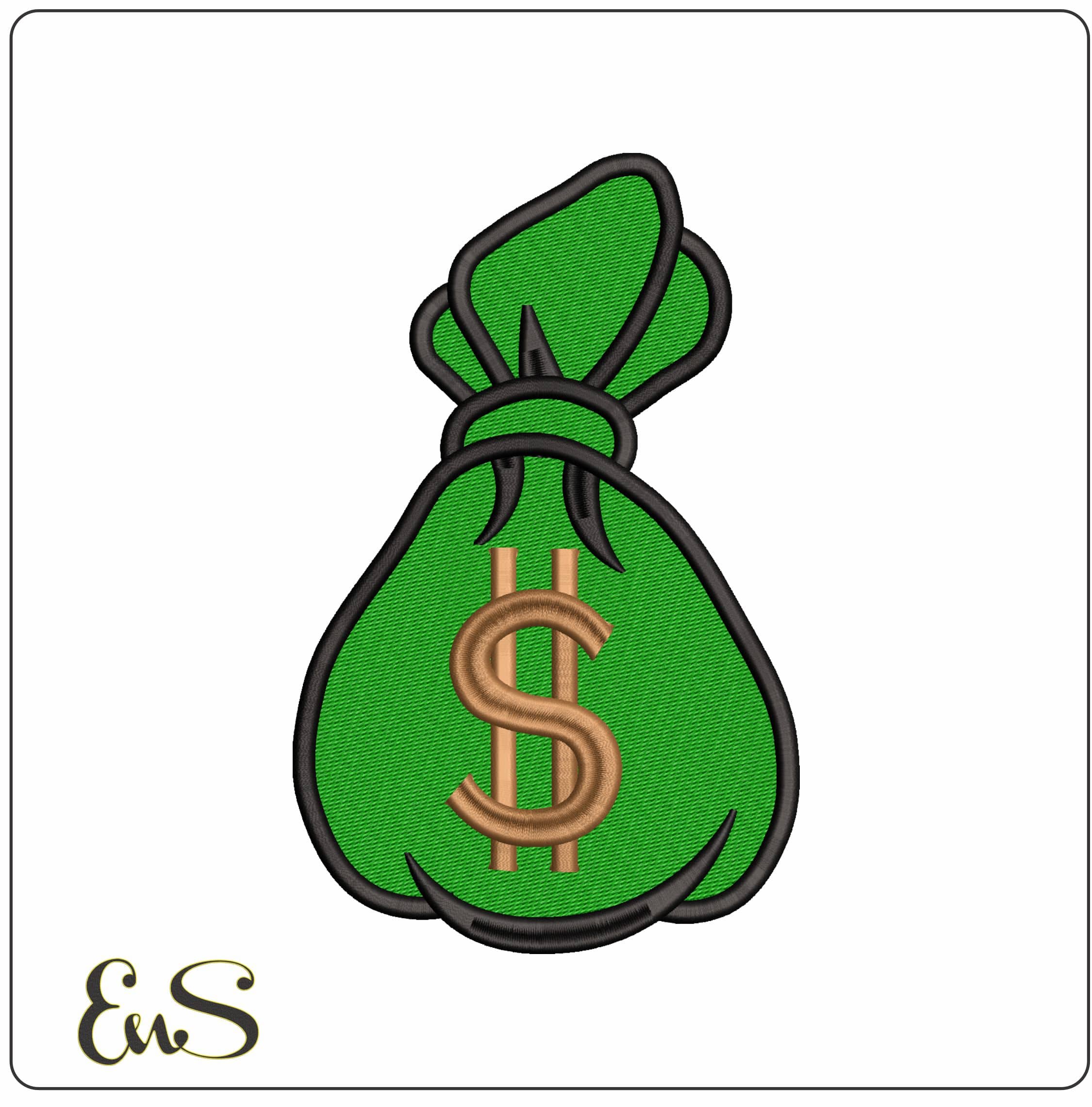 Money Bag Tied Up  - Elegant embroidery design file - instant download