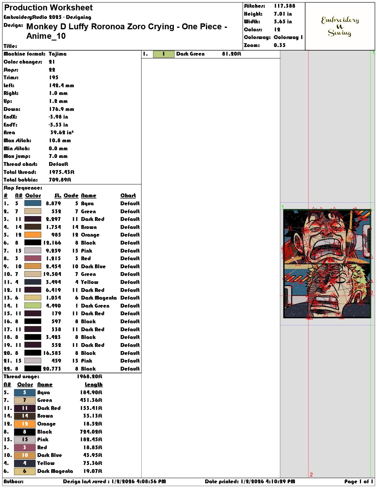 Monkey D Luffy Roronoa Zoro Crying One Piece Anime  - Elegant embroidery design file - instant download — view 3