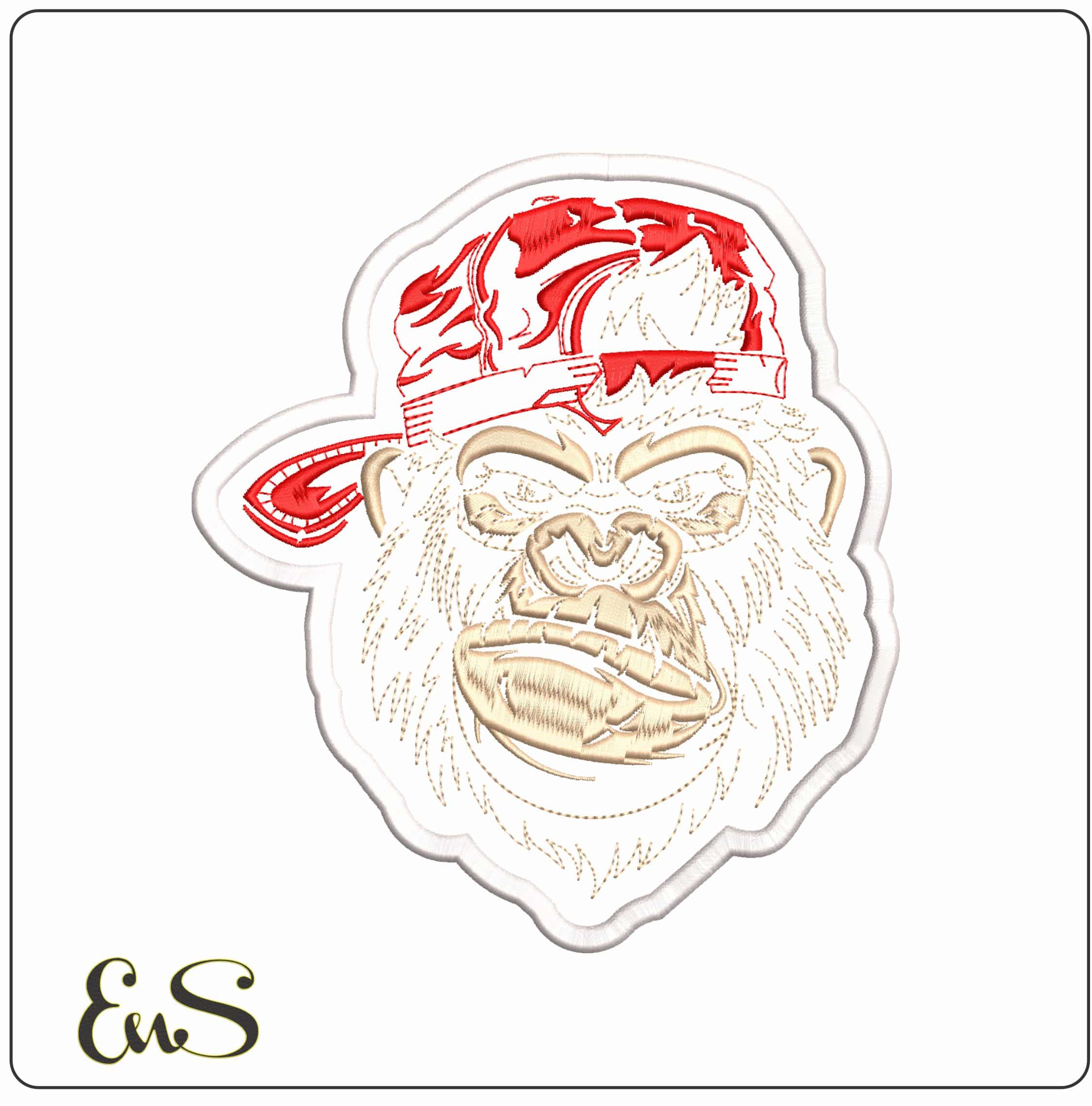 Monkey Face with Baseball Hat  - Elegant embroidery design file - instant download