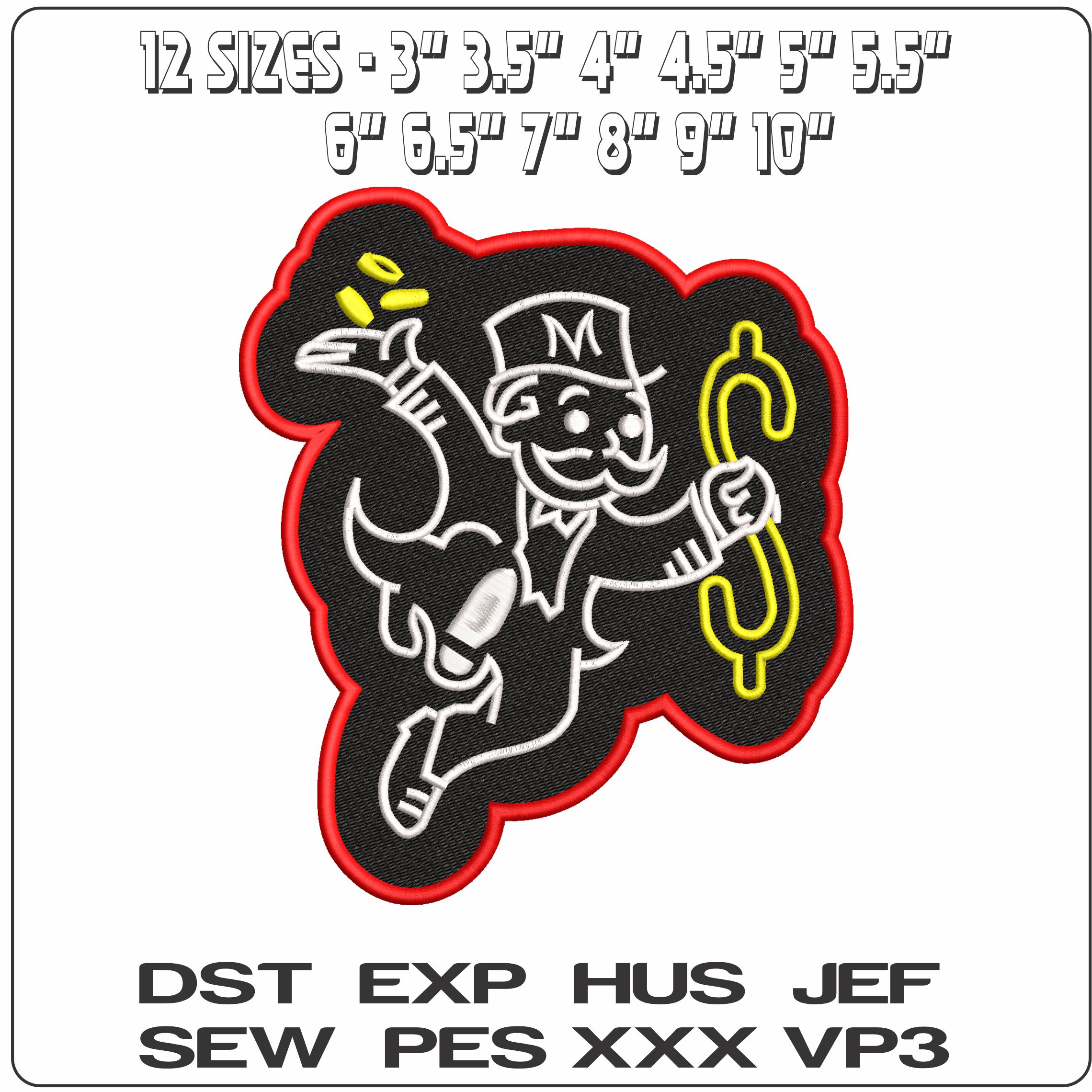 Monopoly Man With Cash  - Elegant embroidery design file - instant download — view 2