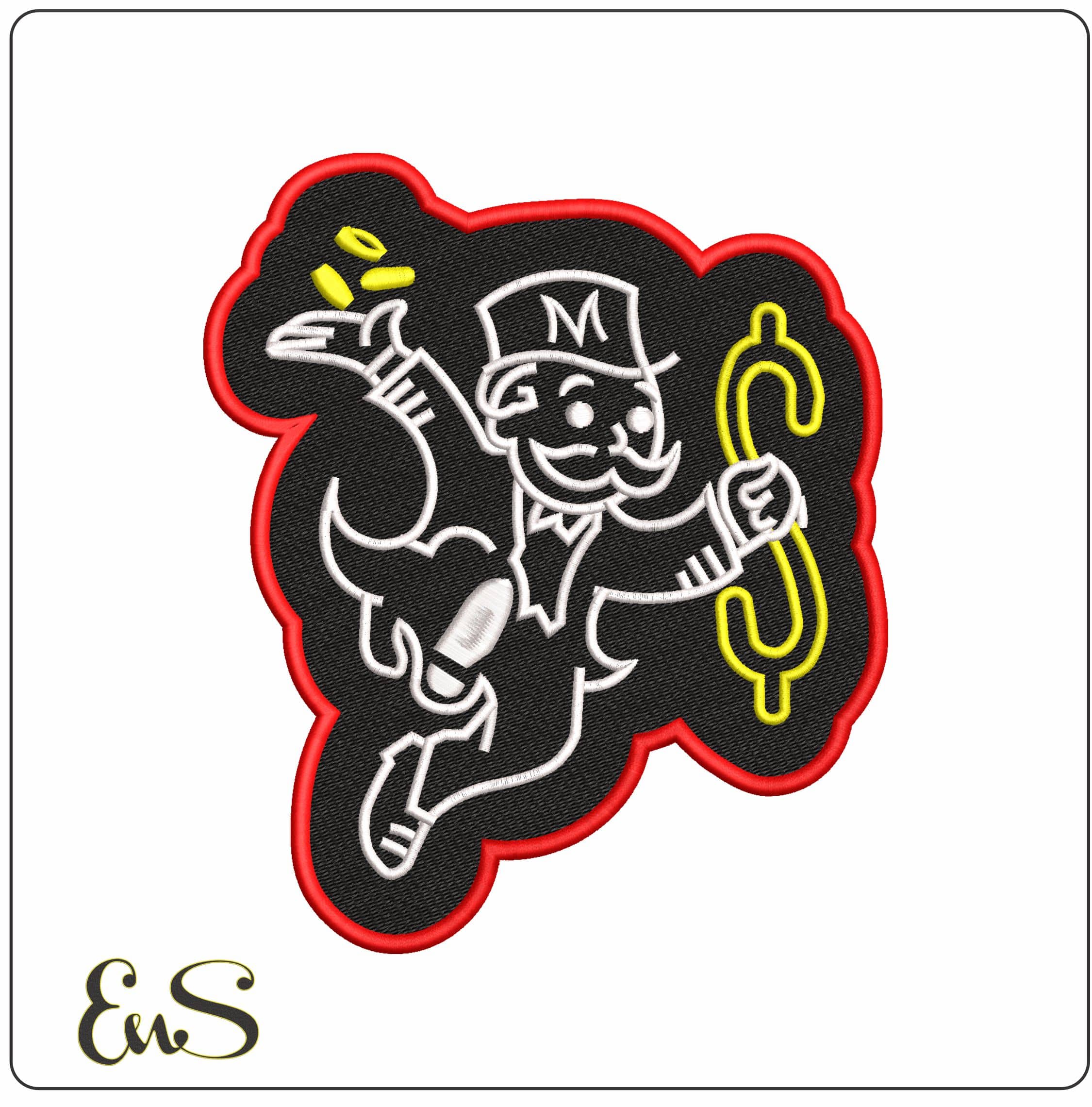 Monopoly Man With Cash  - Elegant embroidery design file - instant download