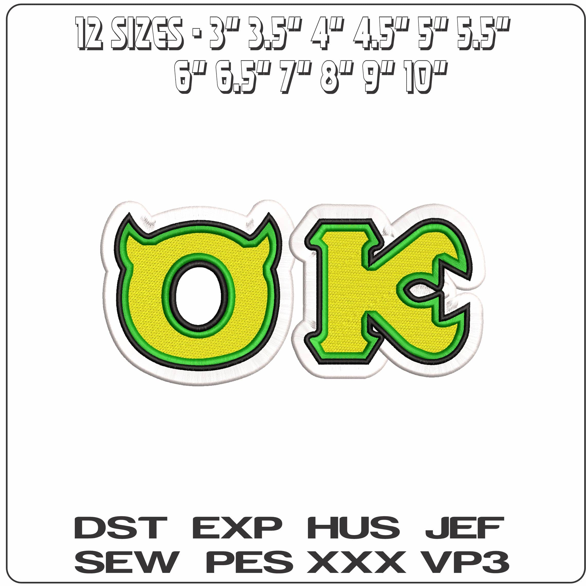 Monster Inc OK  - Elegant embroidery design file - instant download — view 2