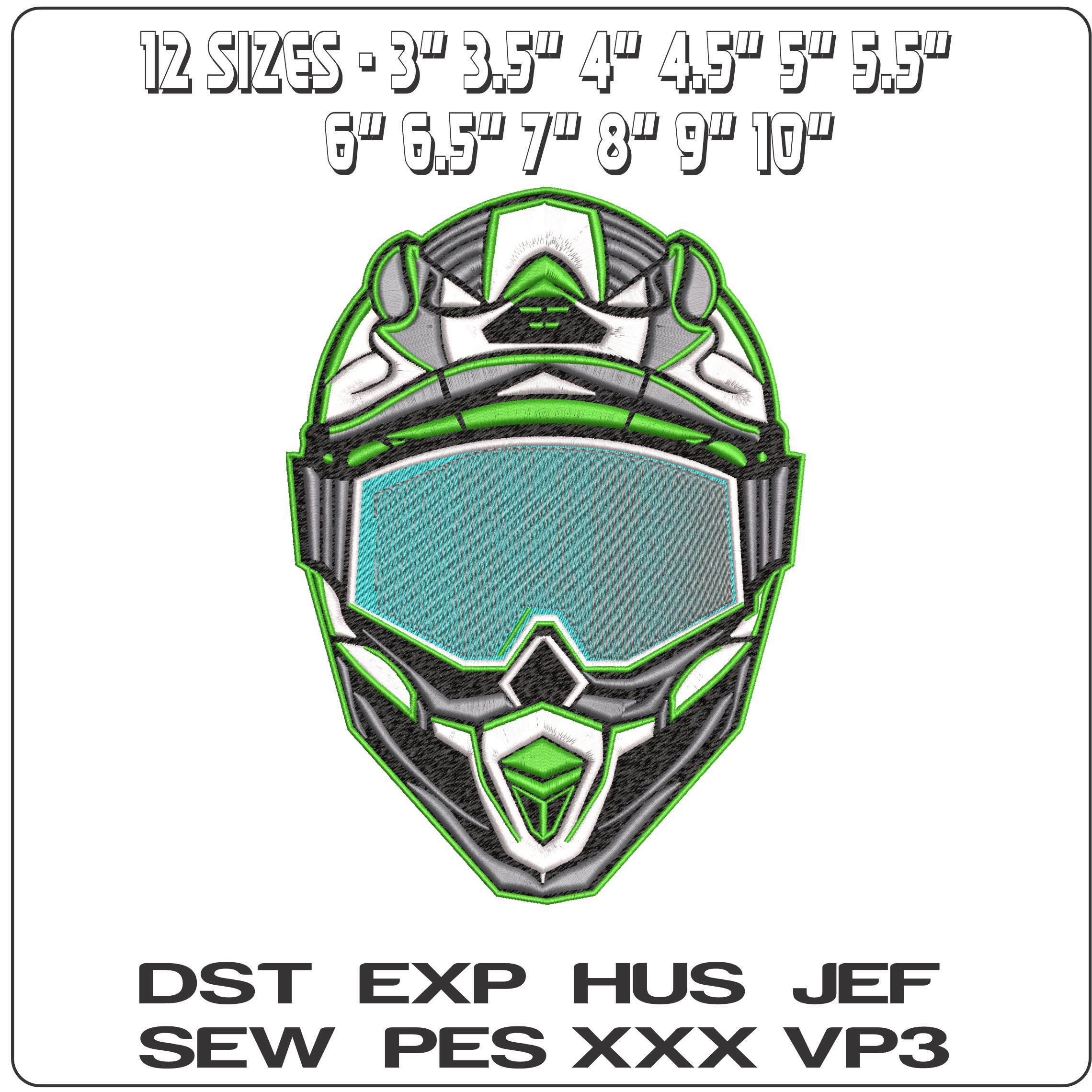 Motocross Crash Helmet  - Elegant embroidery design file - instant download — view 2