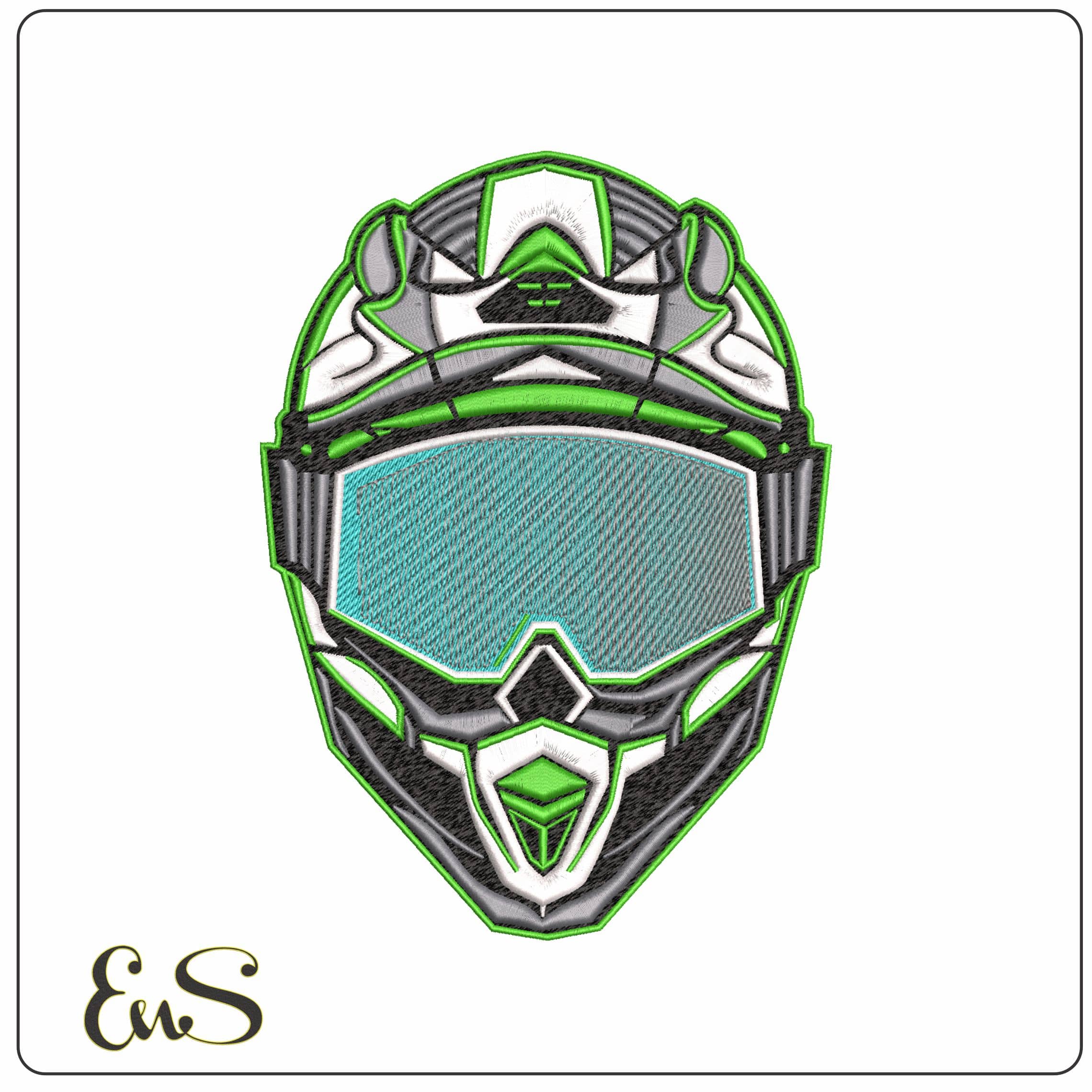 Motocross Crash Helmet  - Elegant embroidery design file - instant download