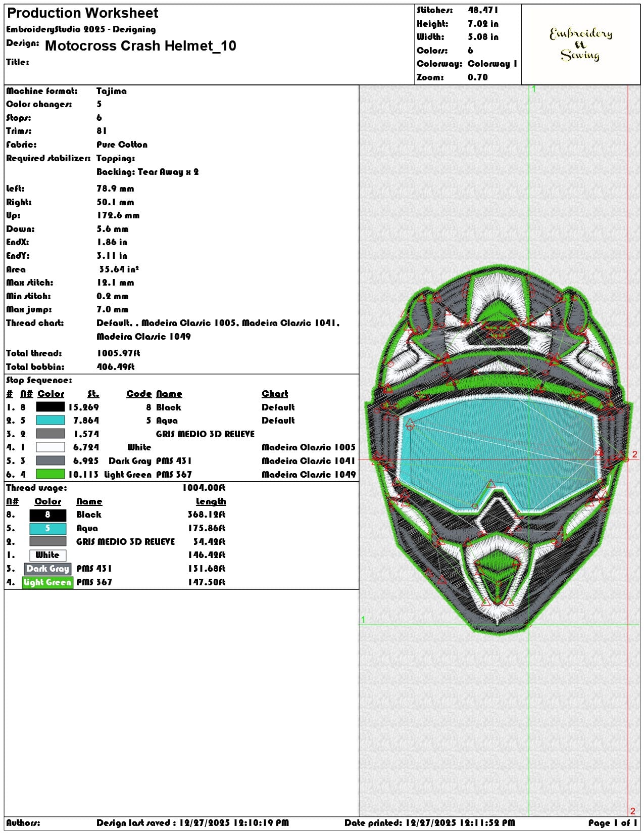Motocross Crash Helmet  - Elegant embroidery design file - instant download — view 3