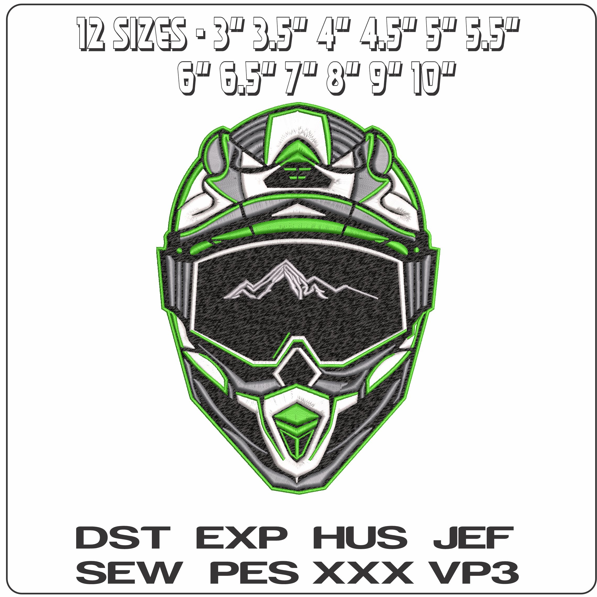 Motocross Crash Helmet with Mountain image  - Elegant embroidery design file - instant download — view 2