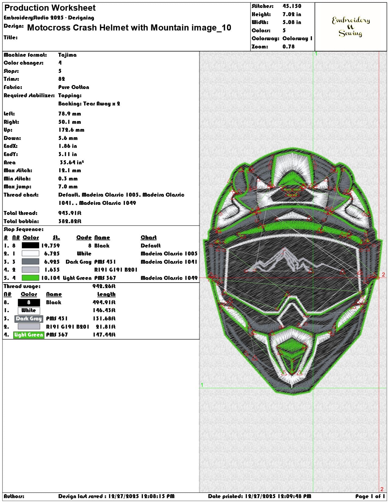 Motocross Crash Helmet with Mountain image  - Elegant embroidery design file - instant download — view 3