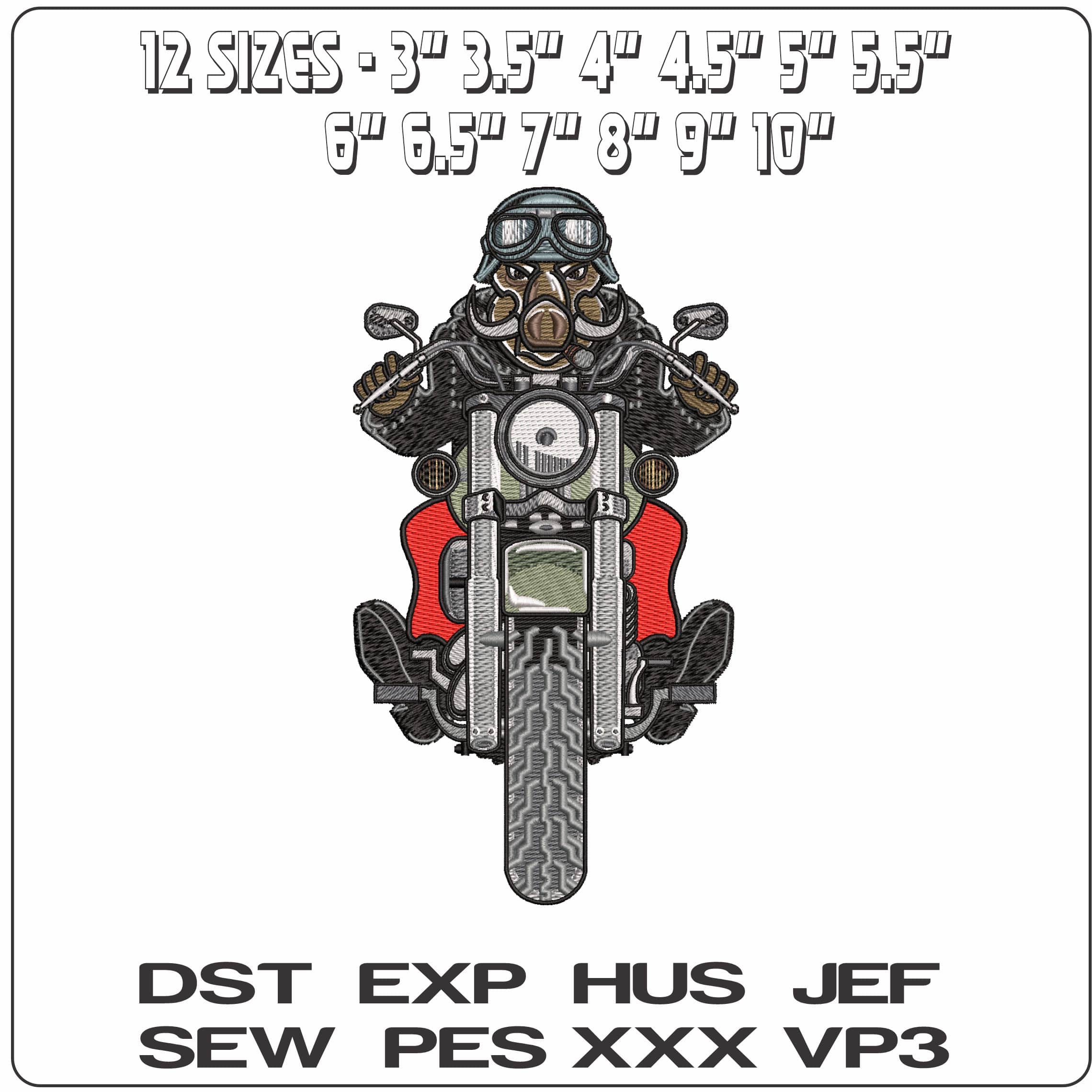 Motorcycle Wild Stock Hog on Hog  - Elegant embroidery design file - instant download — view 2