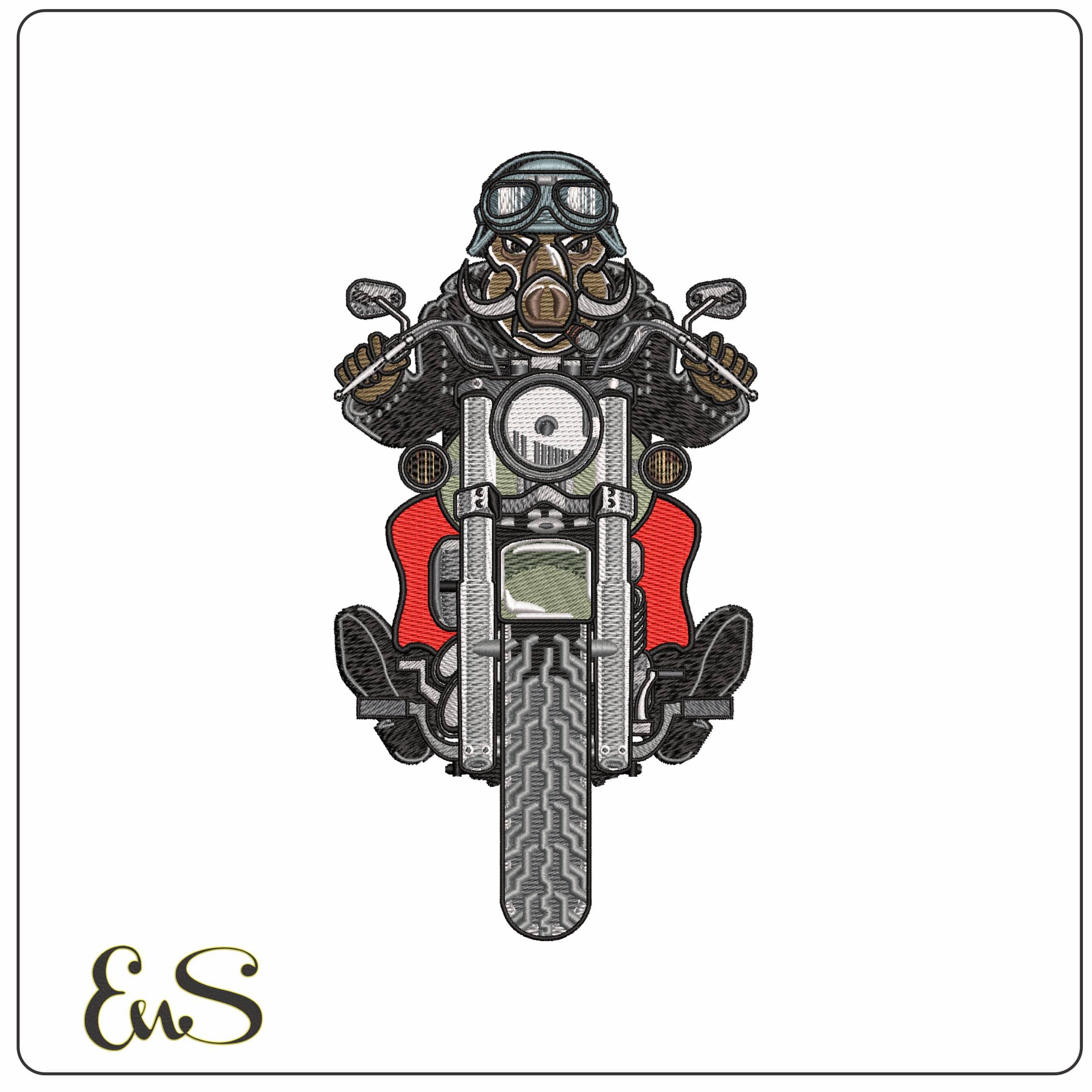 Motorcycle Wild Stock Hog on Hog  - Elegant embroidery design file - instant download