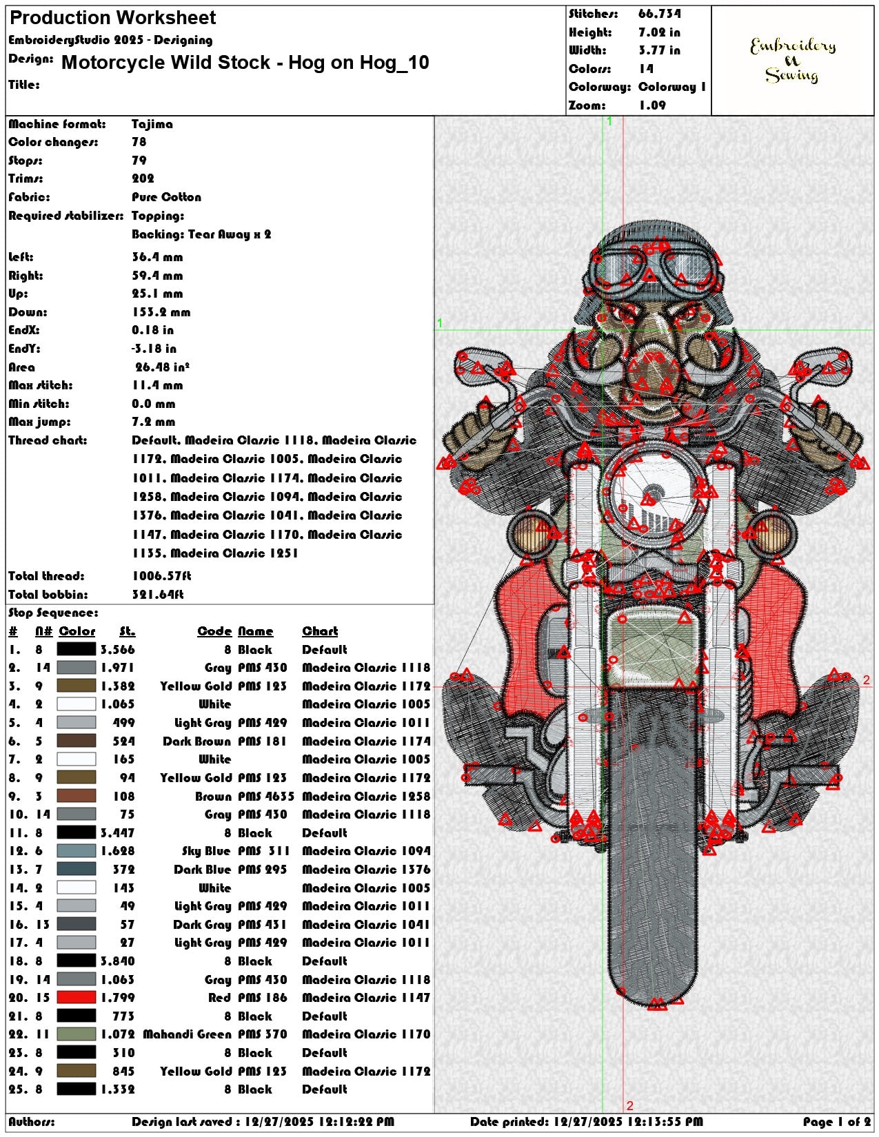 Motorcycle Wild Stock Hog on Hog  - Elegant embroidery design file - instant download — view 3