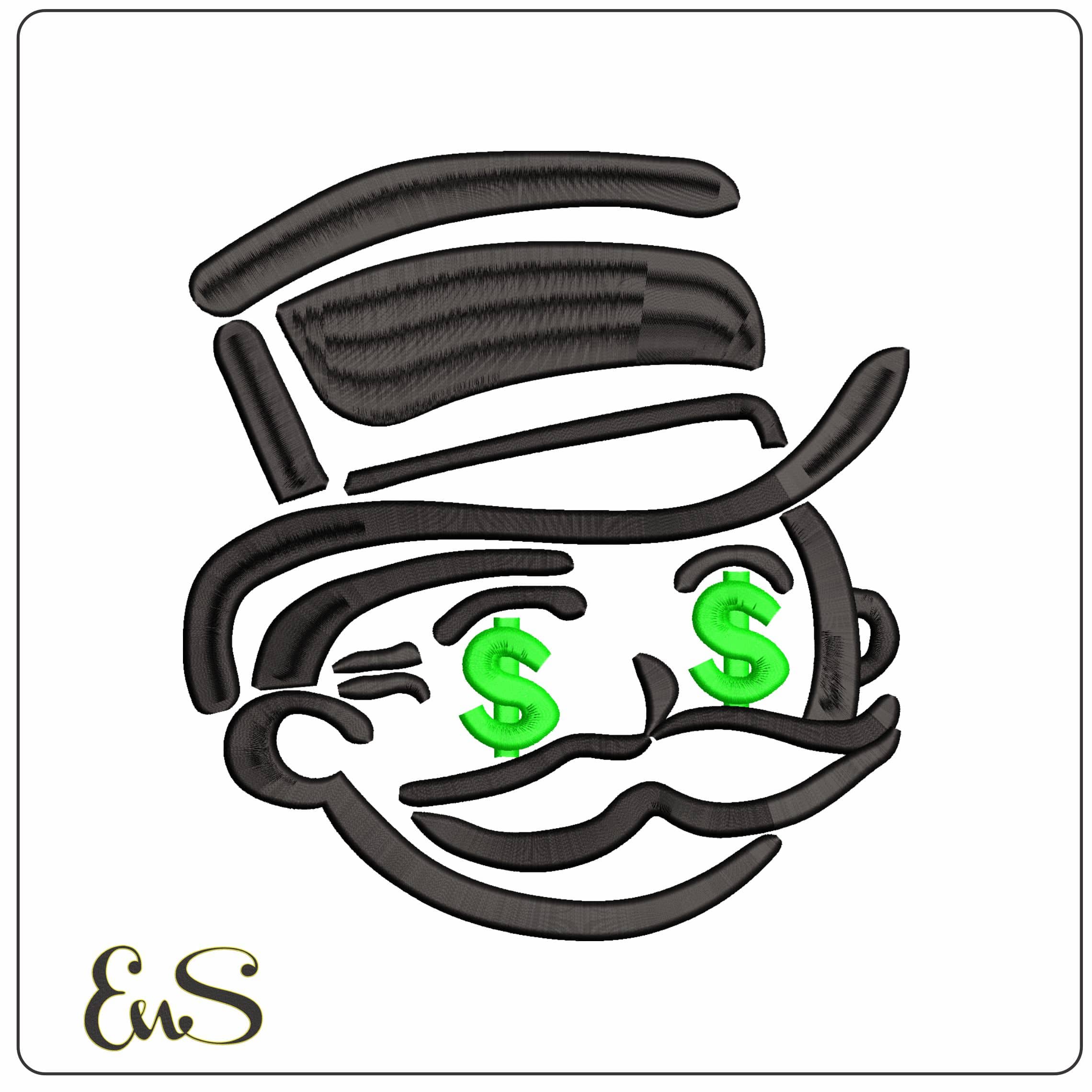 Mr Monopoly 3D  - Elegant embroidery design file - instant download