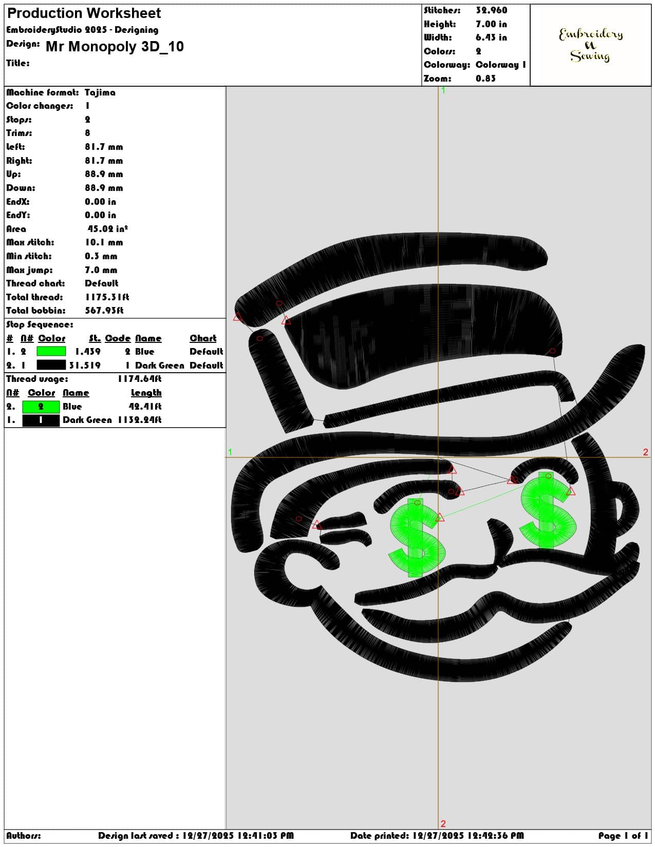 Mr Monopoly 3D  - Elegant embroidery design file - instant download — view 3