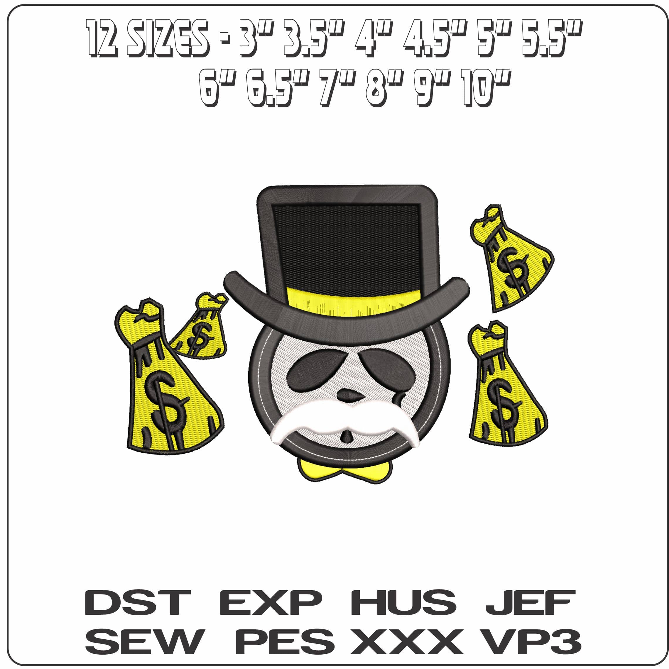 Mr Monopoly basic  - Elegant embroidery design file - instant download — view 2