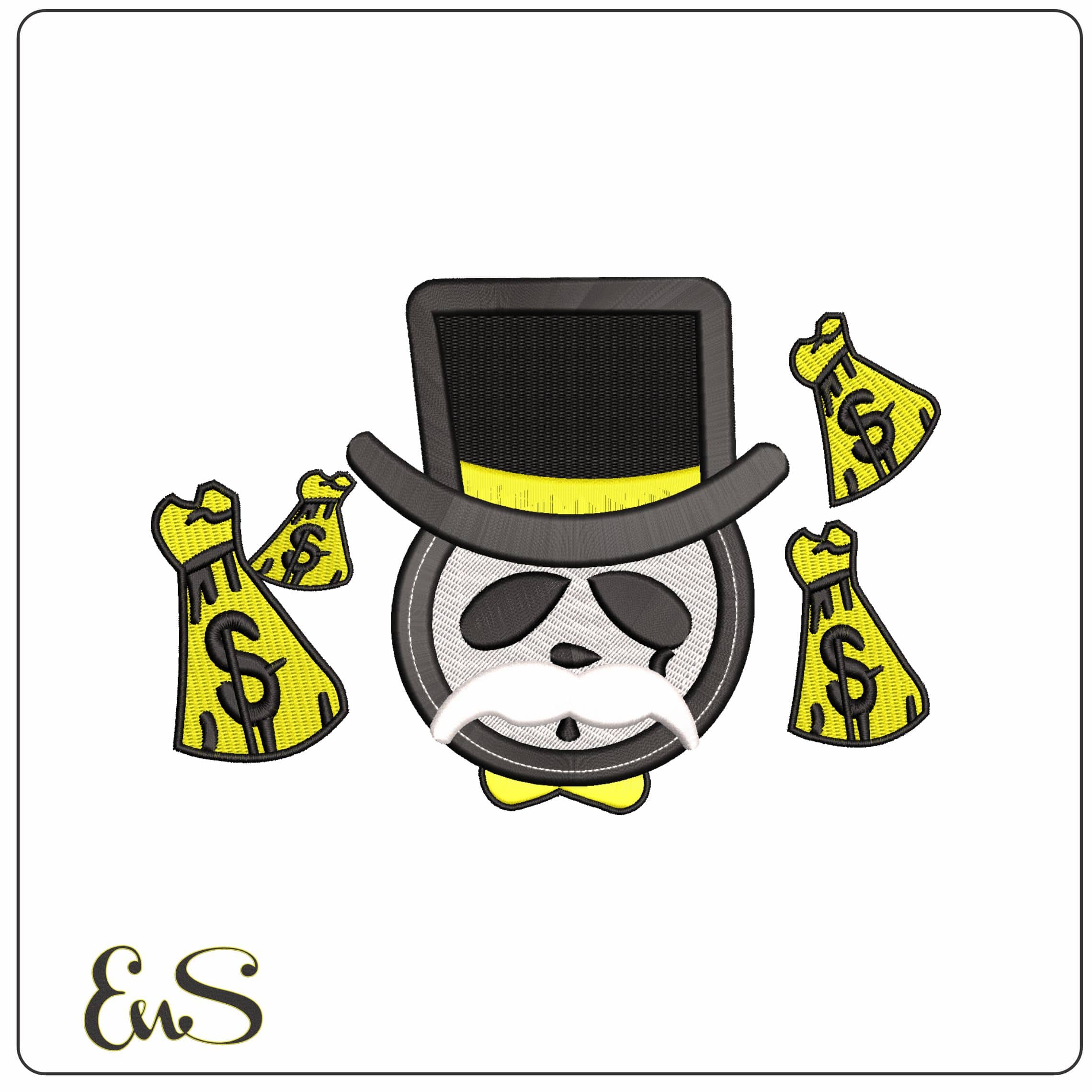 Mr Monopoly basic  - Elegant embroidery design file - instant download