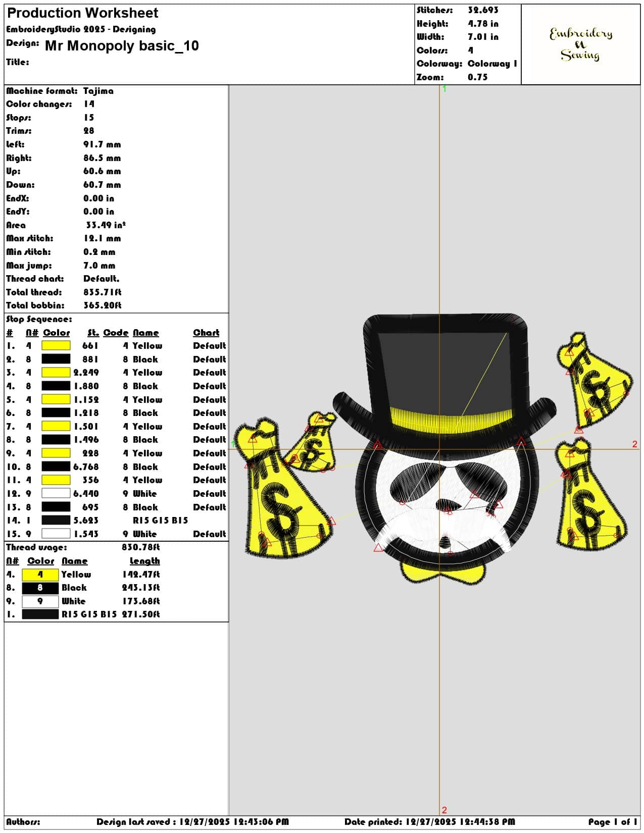 Mr Monopoly basic  - Elegant embroidery design file - instant download — view 3