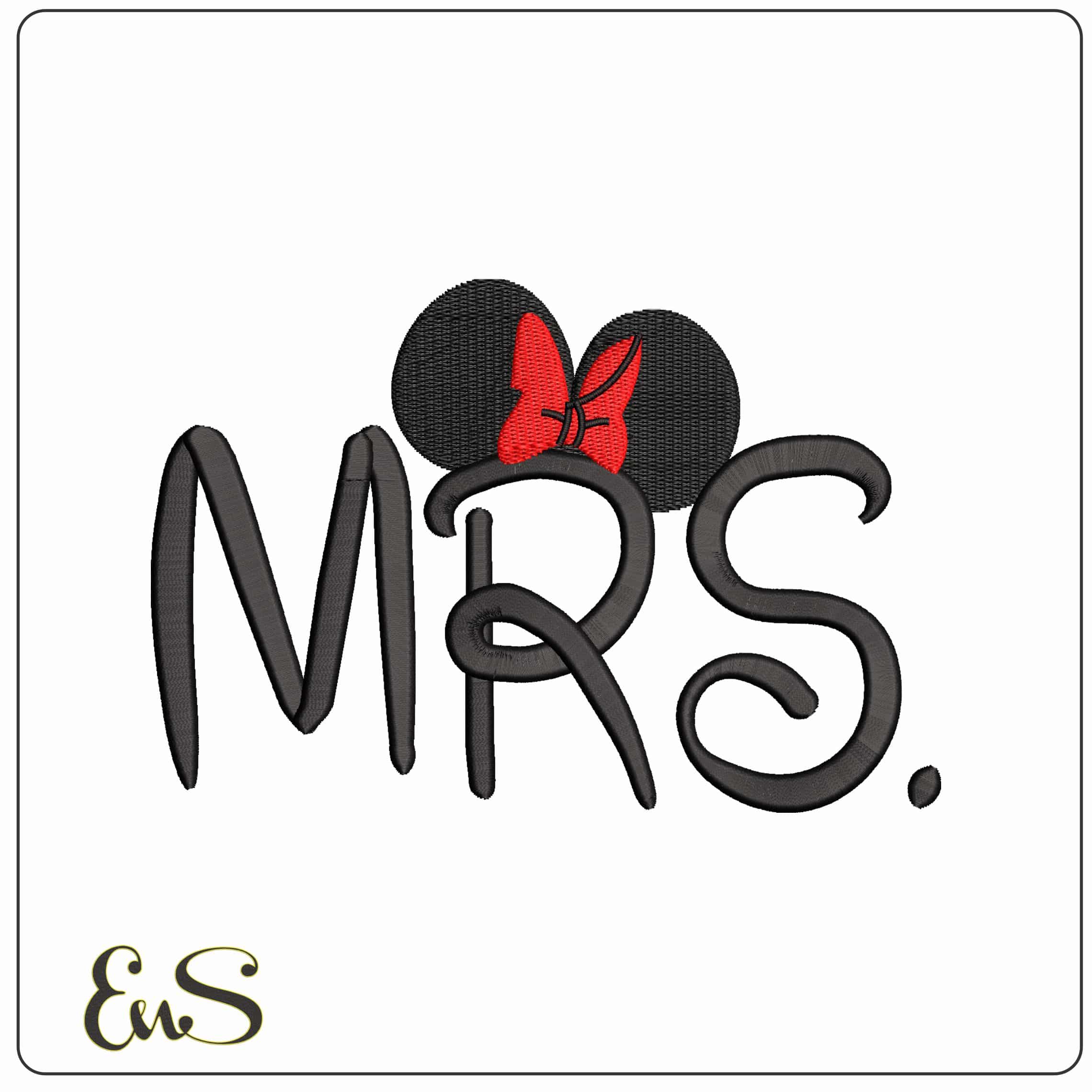 Mrs Minnie Mouse red Bow  - Elegant embroidery design file - instant download