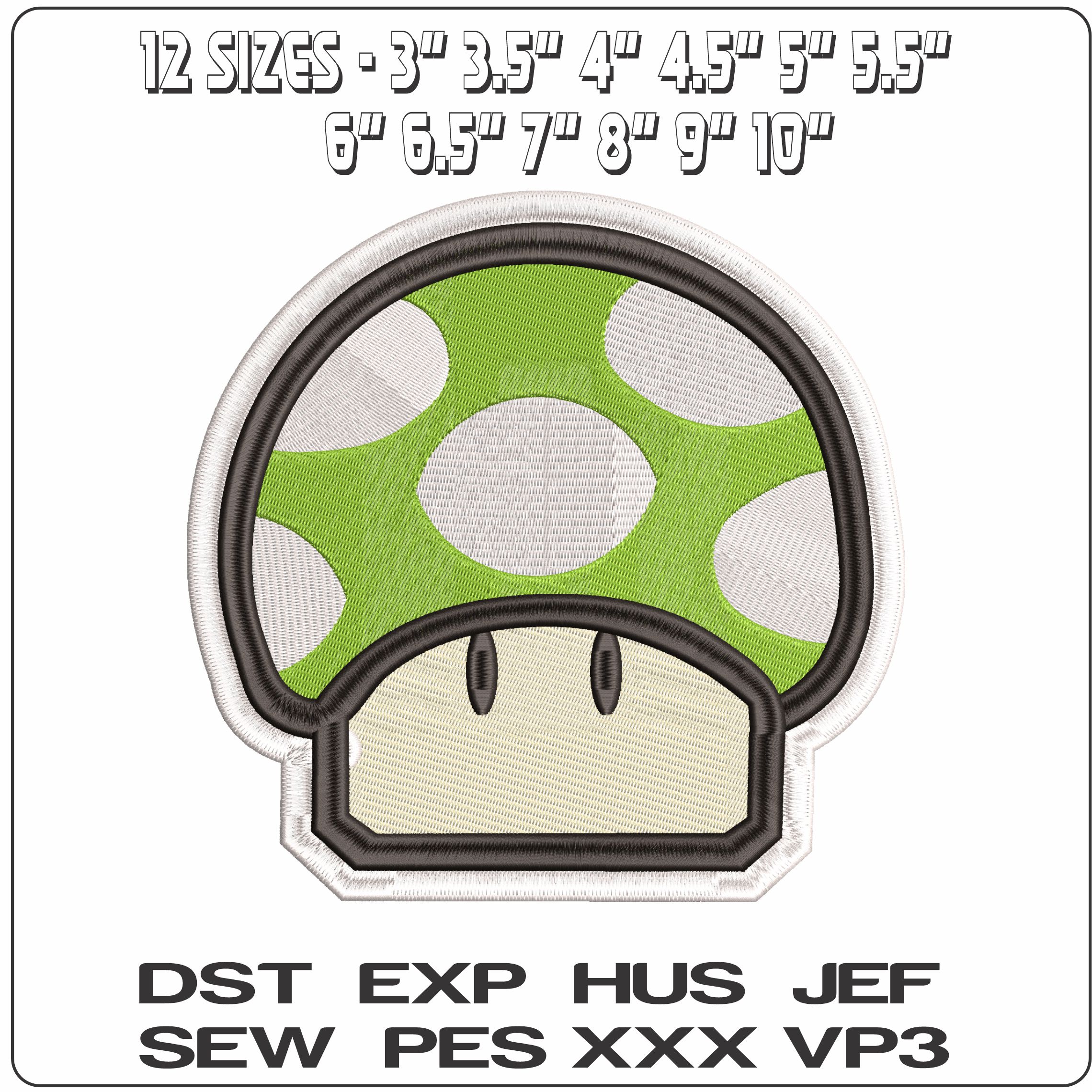 Mushroom 1UP Super Mario Bros  - Elegant embroidery design file - instant download — view 2