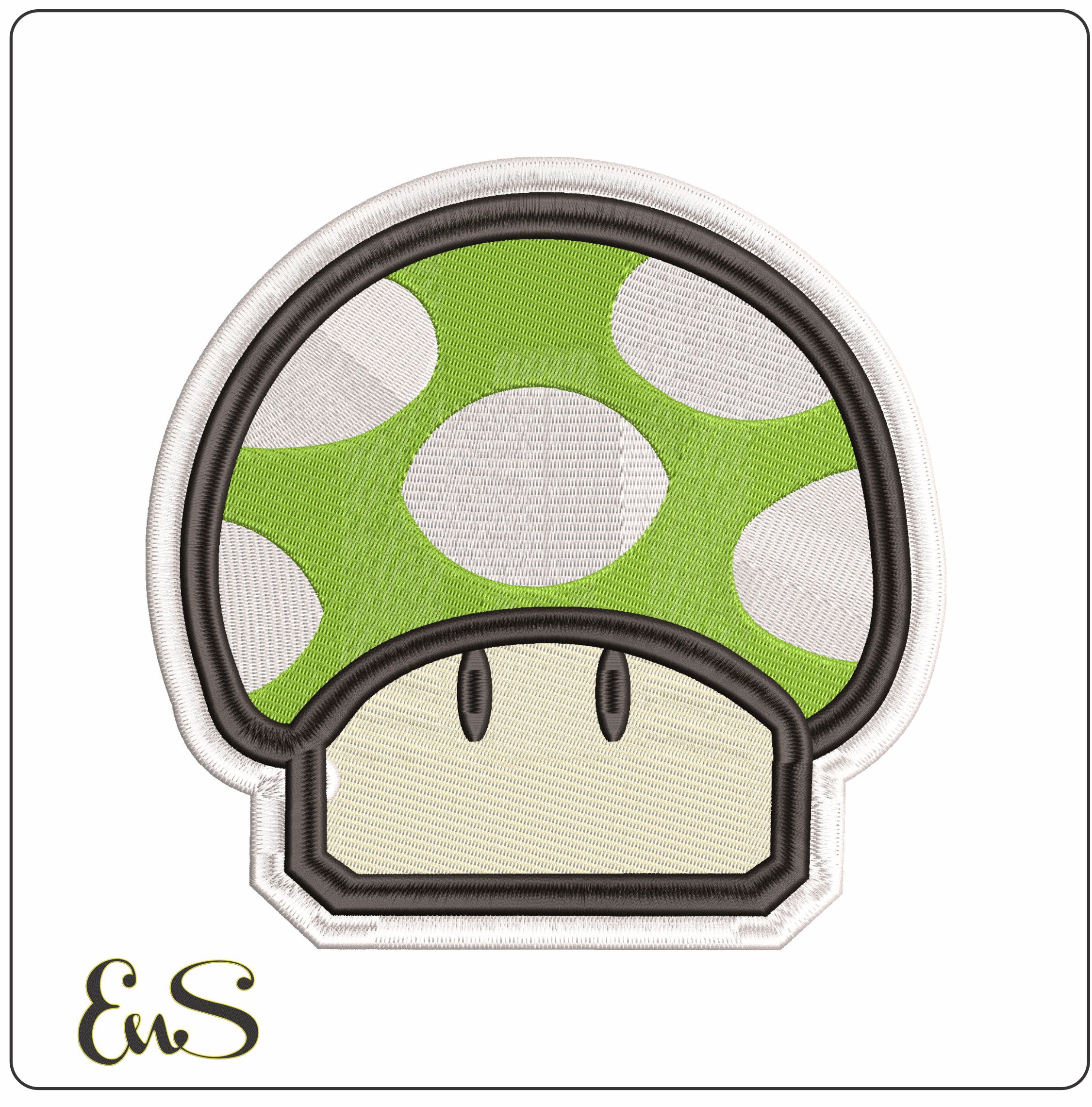 Mushroom 1UP Super Mario Bros  - Elegant embroidery design file - instant download