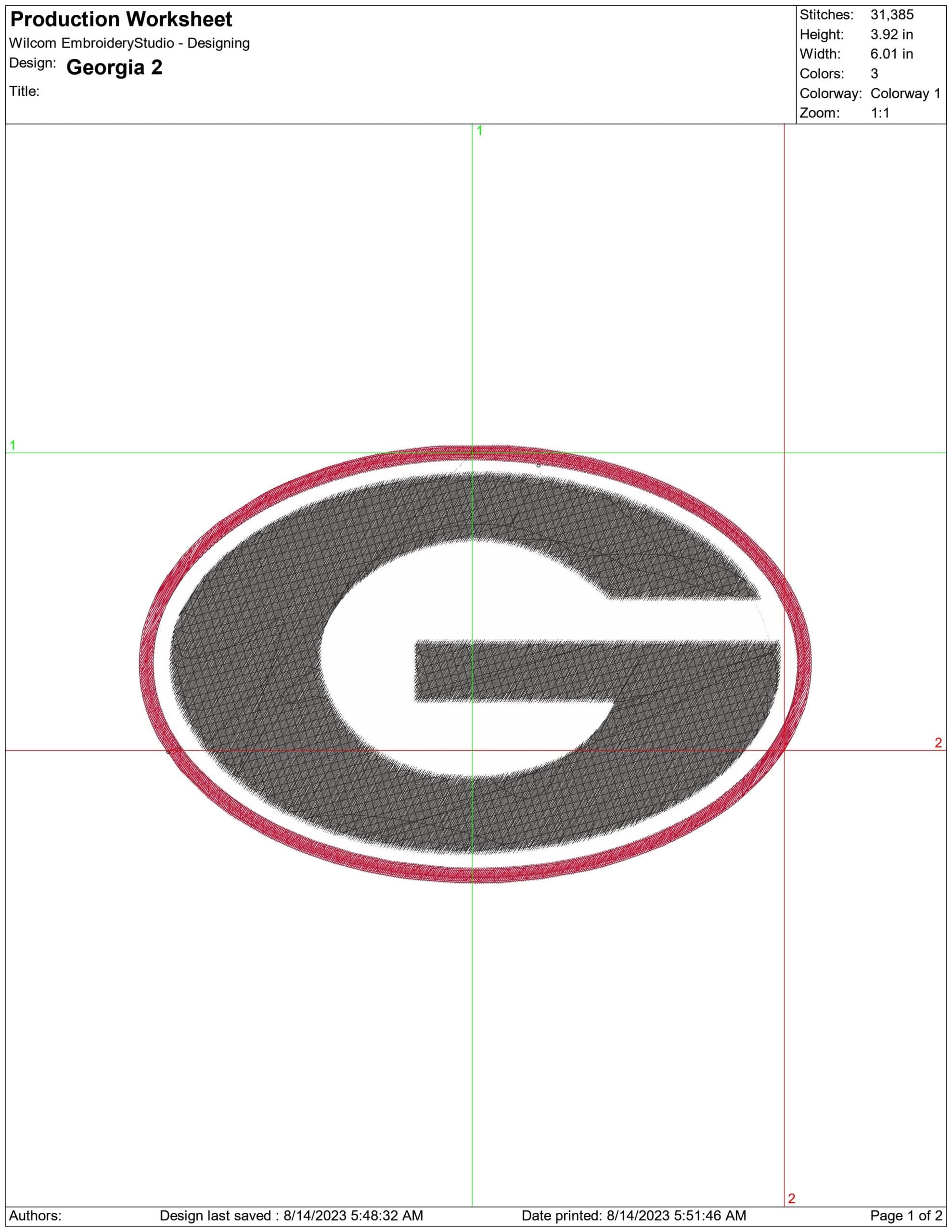 Georgia Athletics embroidery design - University of Georgia Bulldogs Logo — view 3