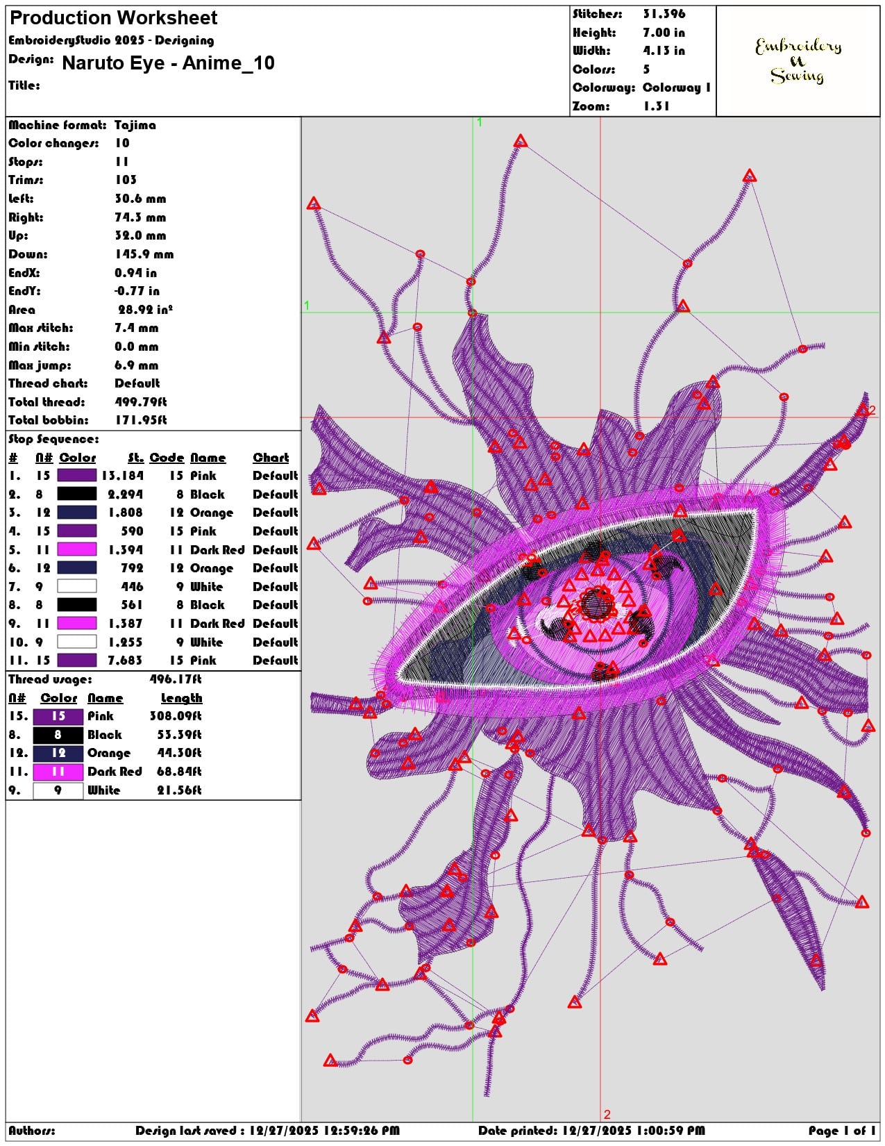 Naruto Eye Anime  - Elegant embroidery design file - instant download — view 3
