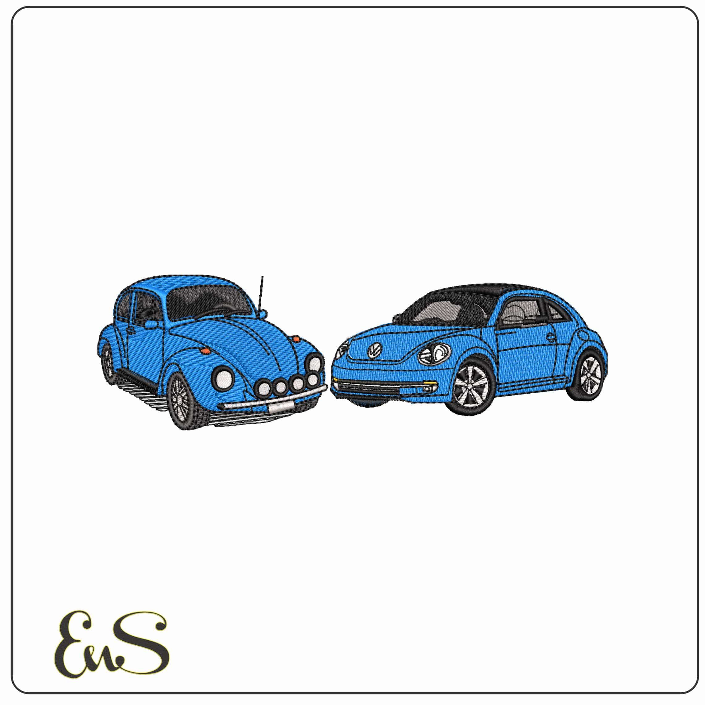 New and Old VW Beetle  - Elegant embroidery design file - instant download