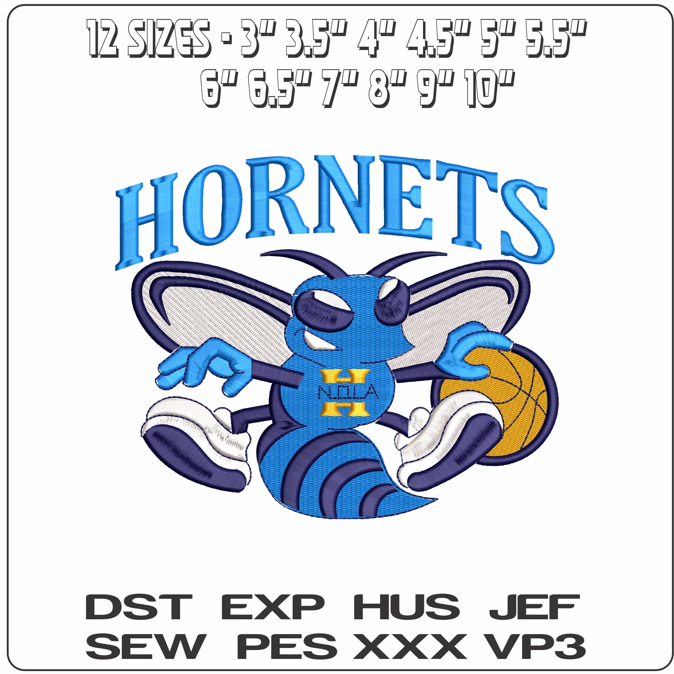 New Orleans Hornets  - Elegant embroidery design file - instant download — view 2