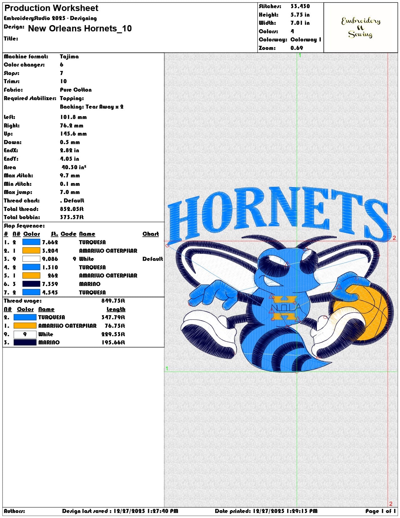 New Orleans Hornets  - Elegant embroidery design file - instant download — view 3