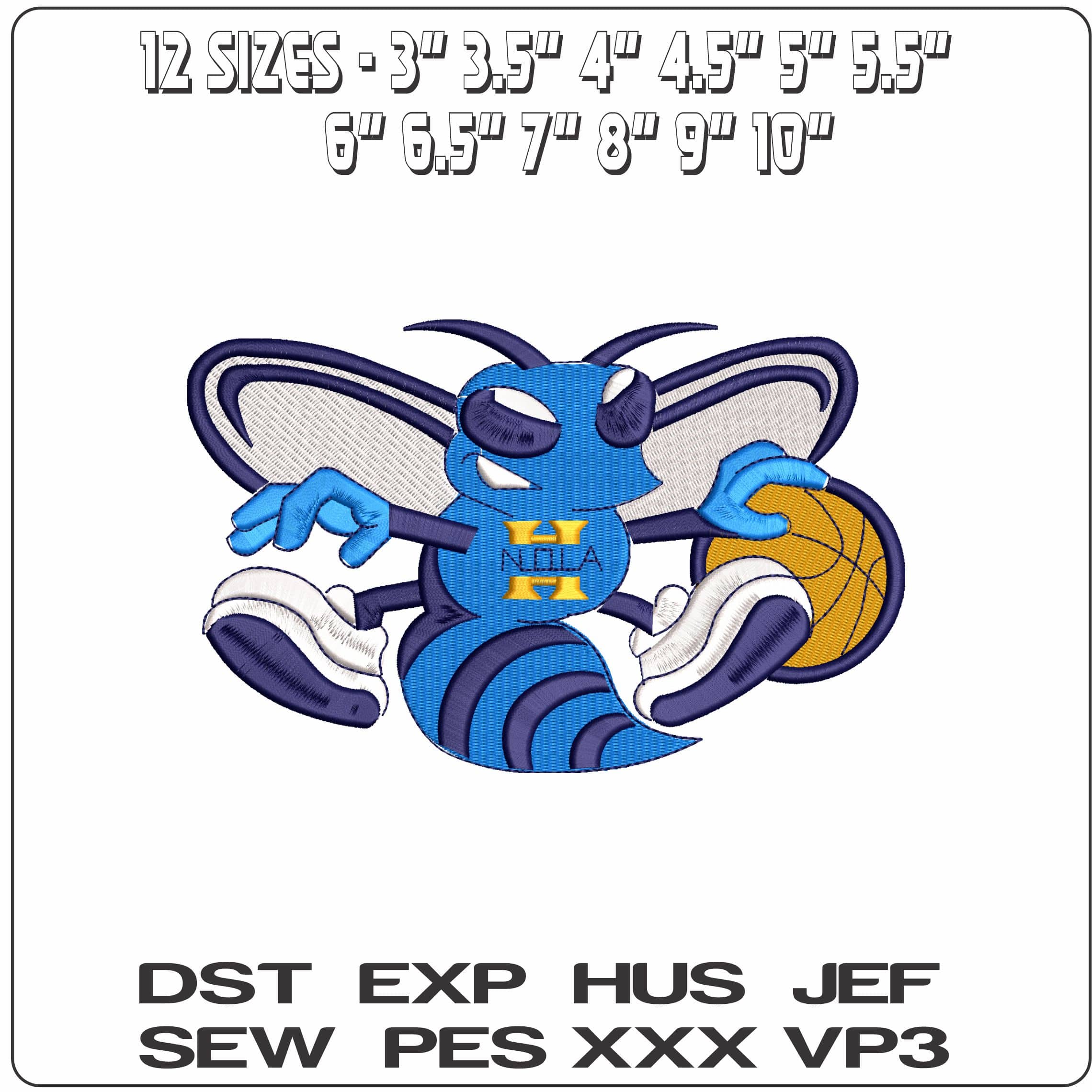 New Orleans Hornets Logo  - Elegant embroidery design file - instant download — view 2