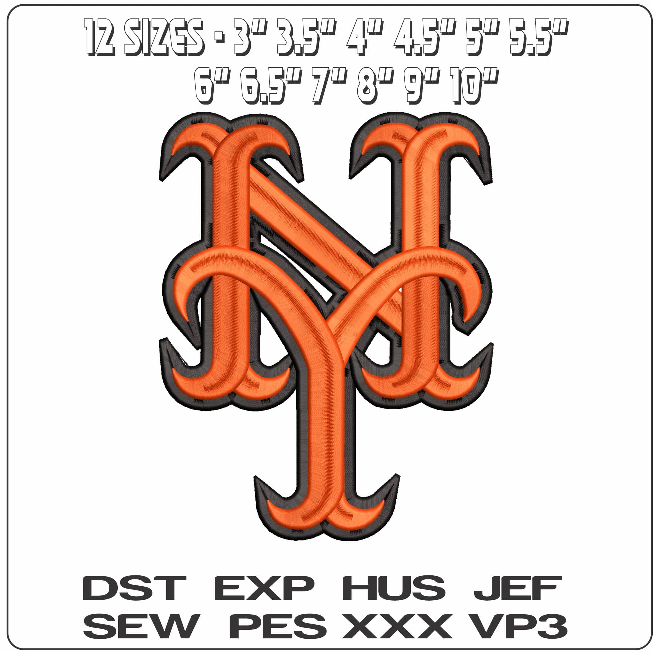 New York Mets2 3d  - Elegant embroidery design file - instant download — view 2