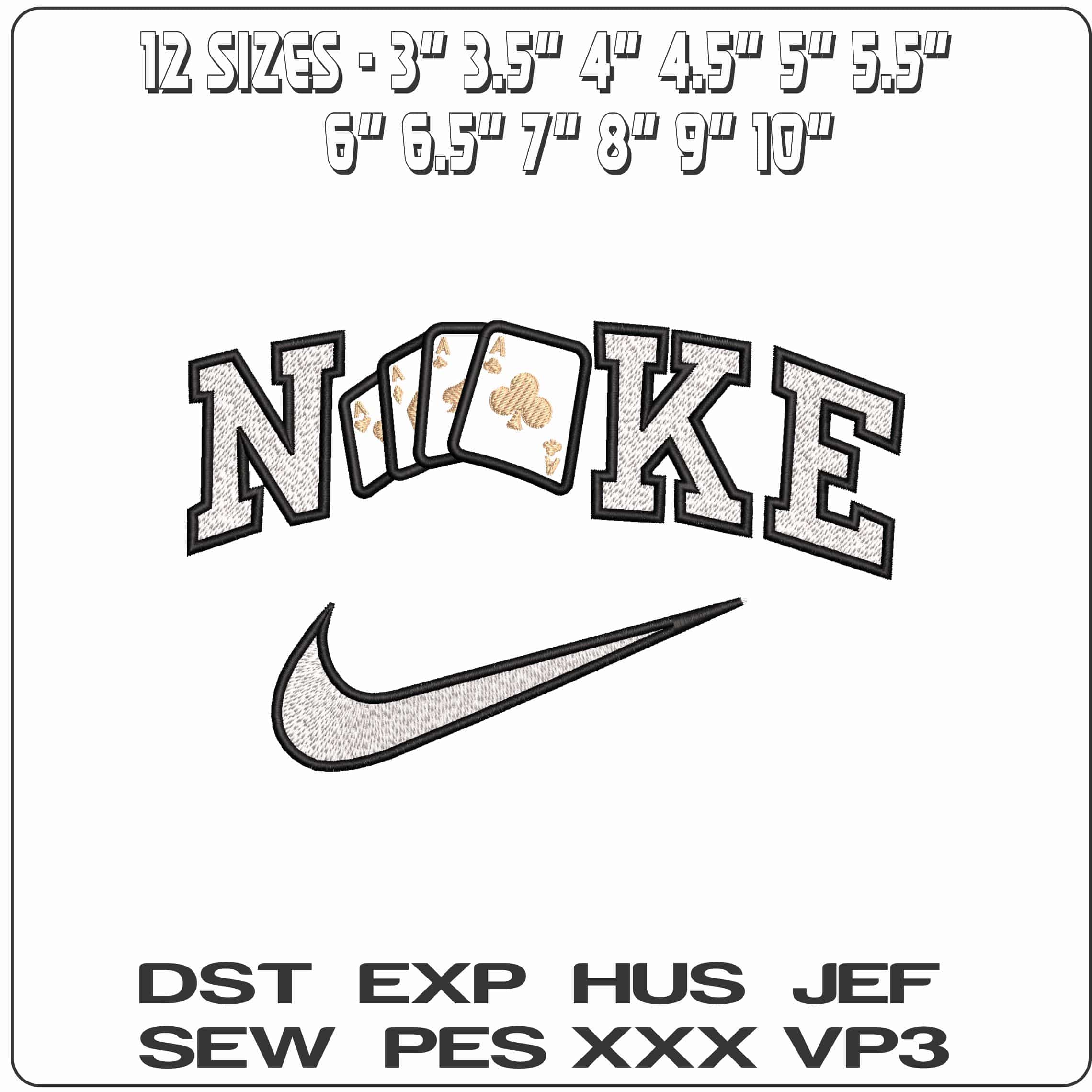 Nike 4 Aces Black and White  - Elegant embroidery design file - instant download — view 2