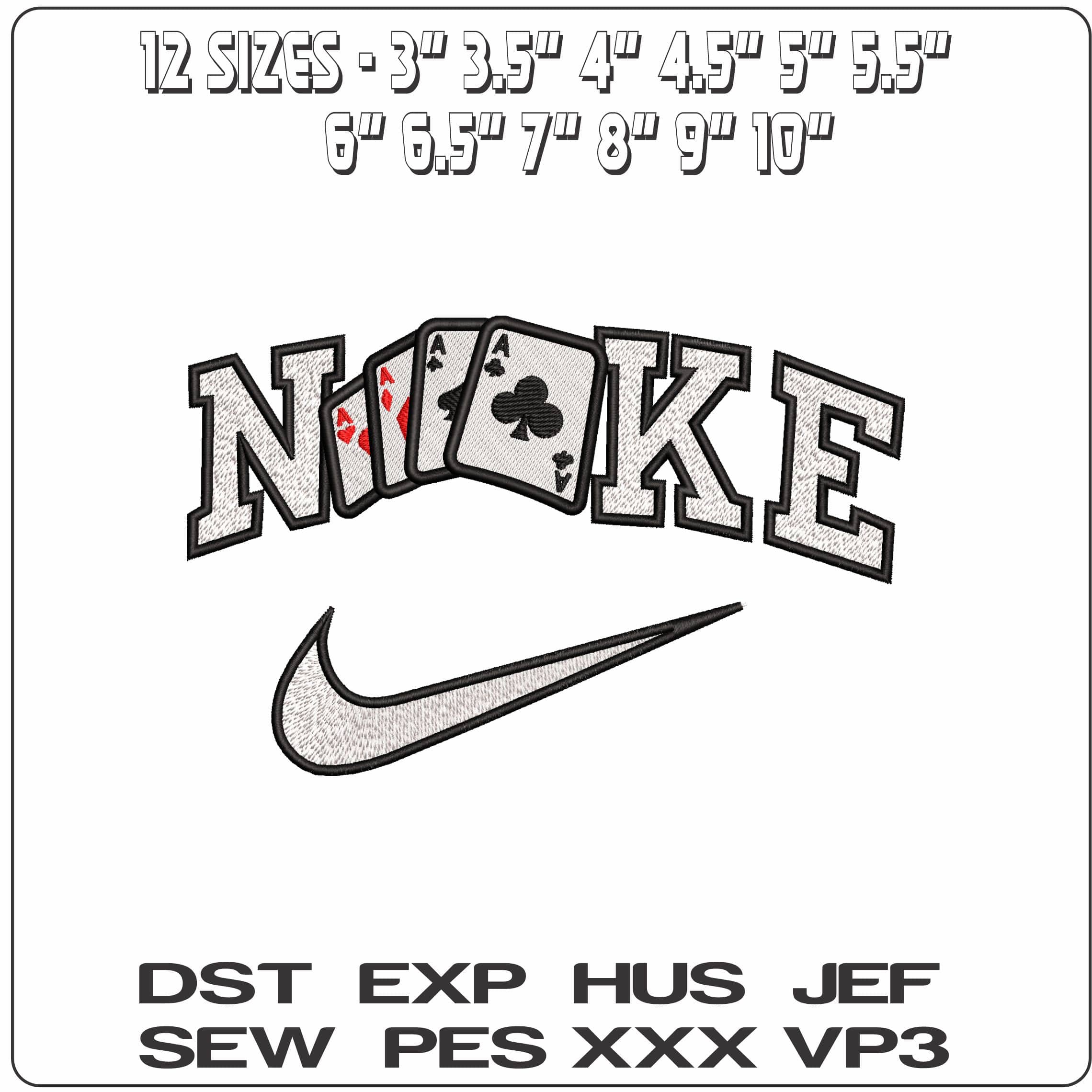 Nike 4 Aces Color  - Elegant embroidery design file - instant download — view 2