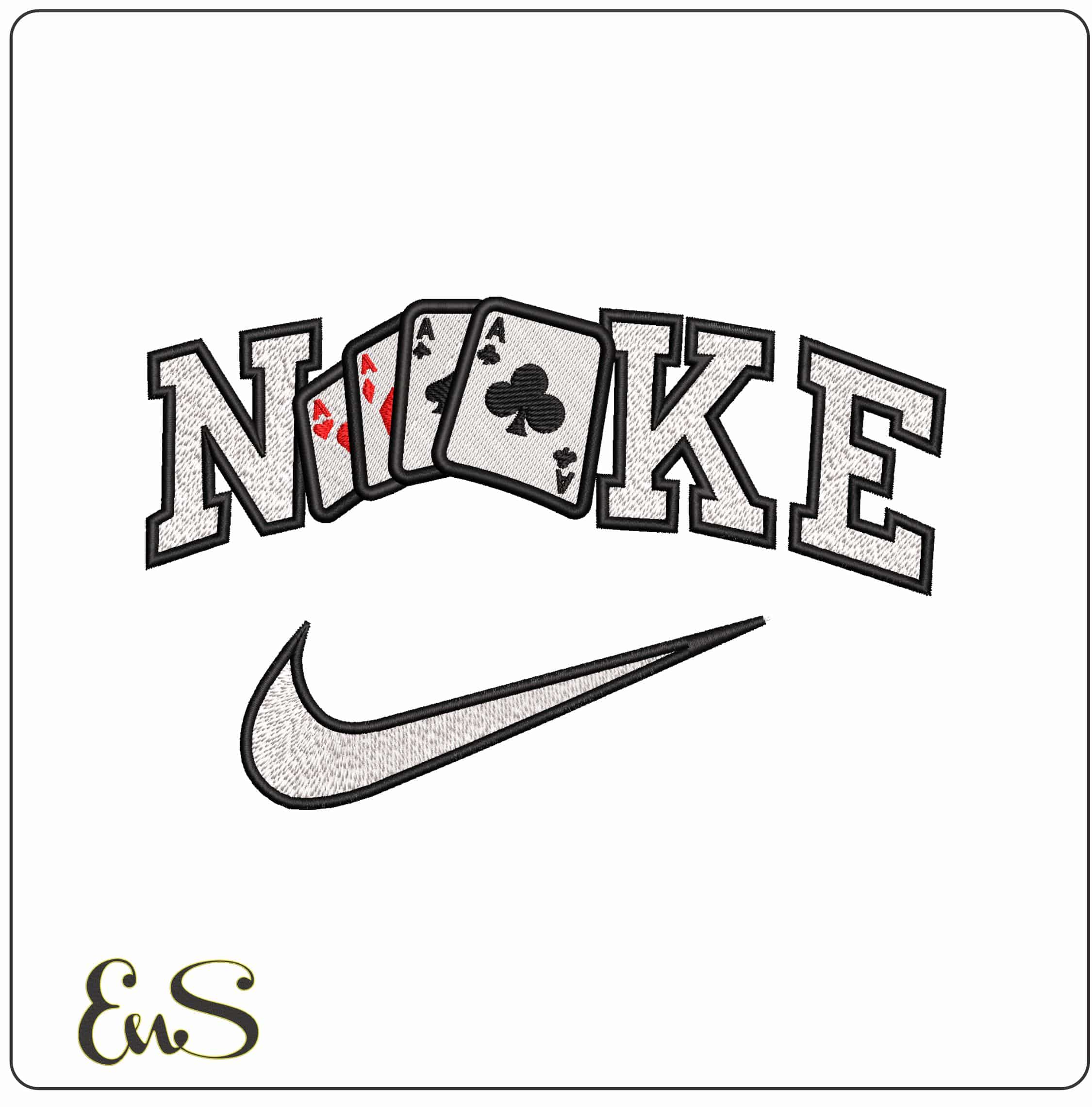 Nike 4 Aces Color  - Elegant embroidery design file - instant download