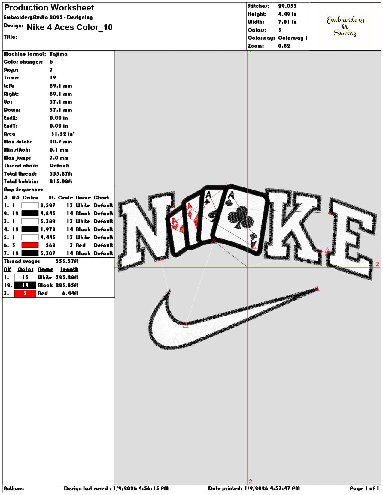 Nike 4 Aces Color  - Elegant embroidery design file - instant download — view 3