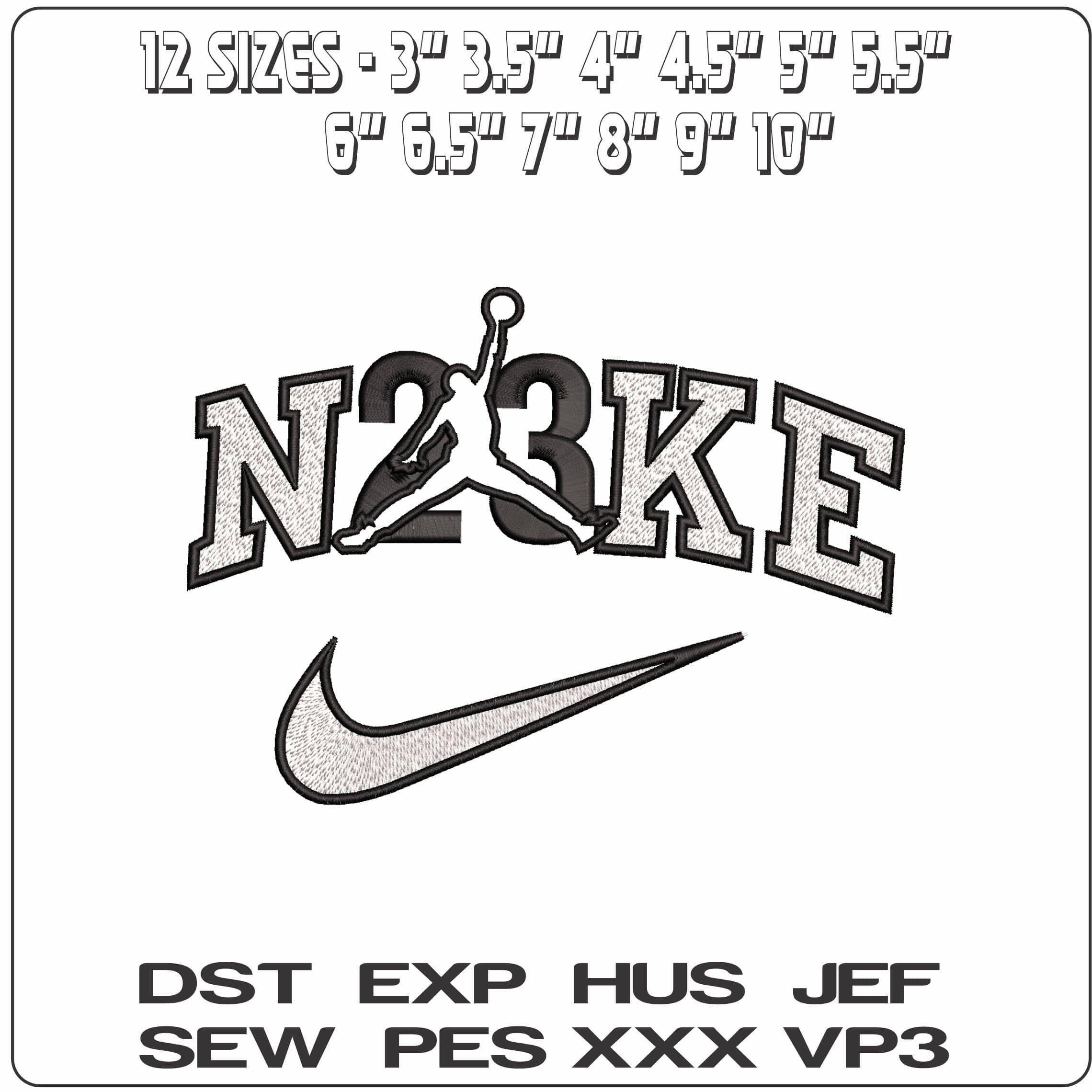 Nike 23 Air Jordan  - Elegant embroidery design file - instant download — view 2