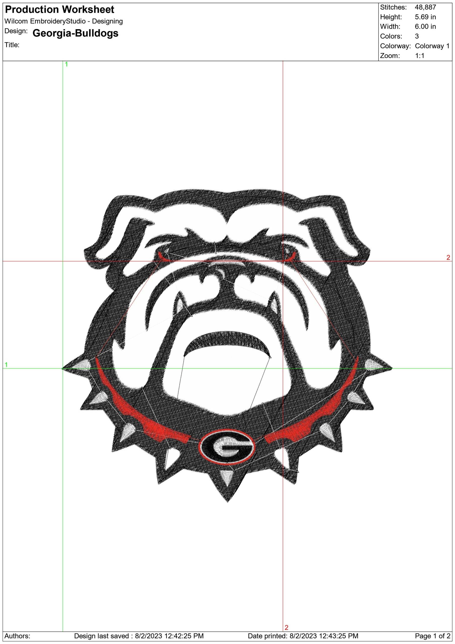 Georgia Athletics embroidery design - University of Georgia Bulldogs Logo — view 2
