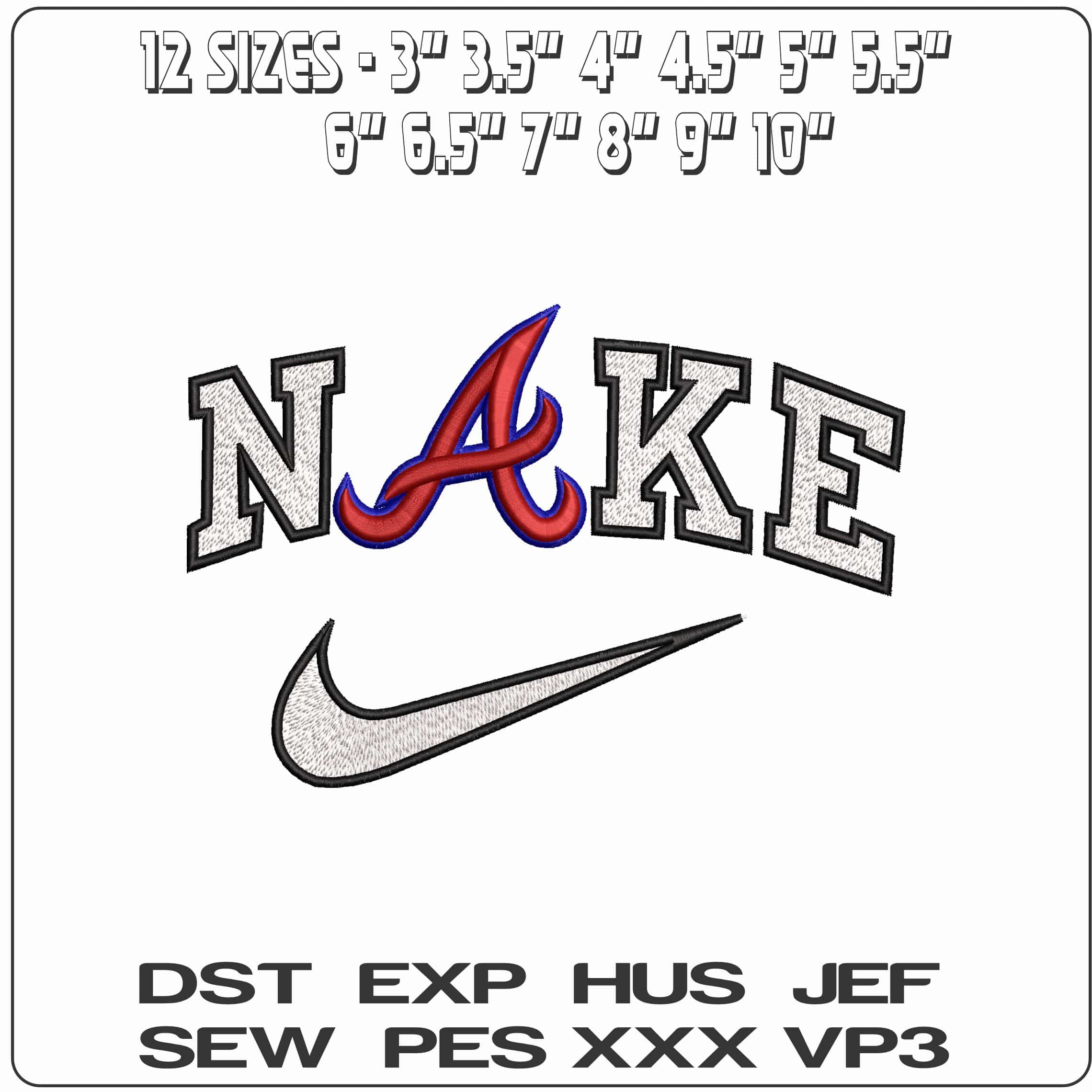 Nike Atlanta Braves 3d  - Elegant embroidery design file - instant download — view 2