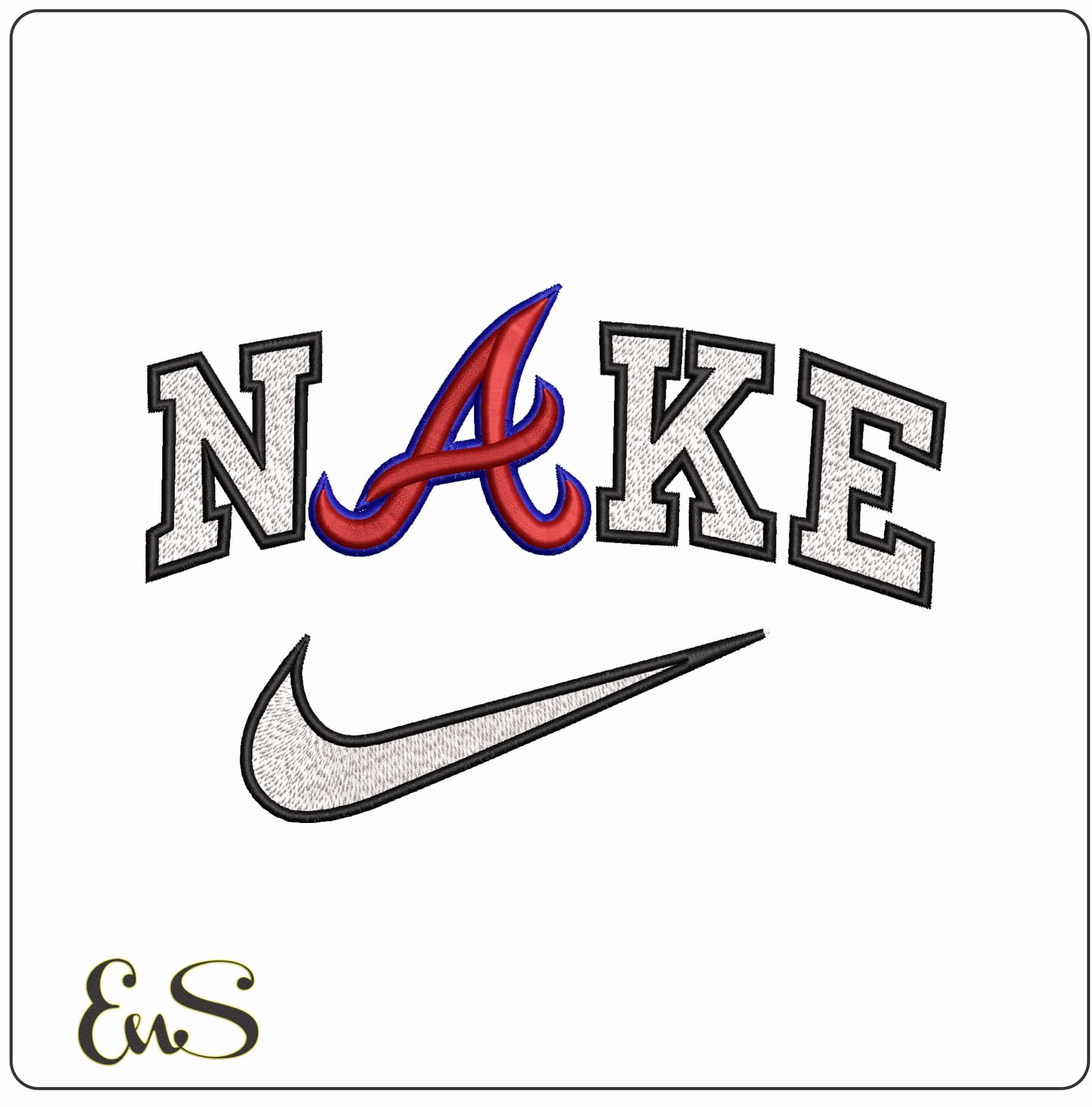 Nike Atlanta Braves 3d  - Elegant embroidery design file - instant download