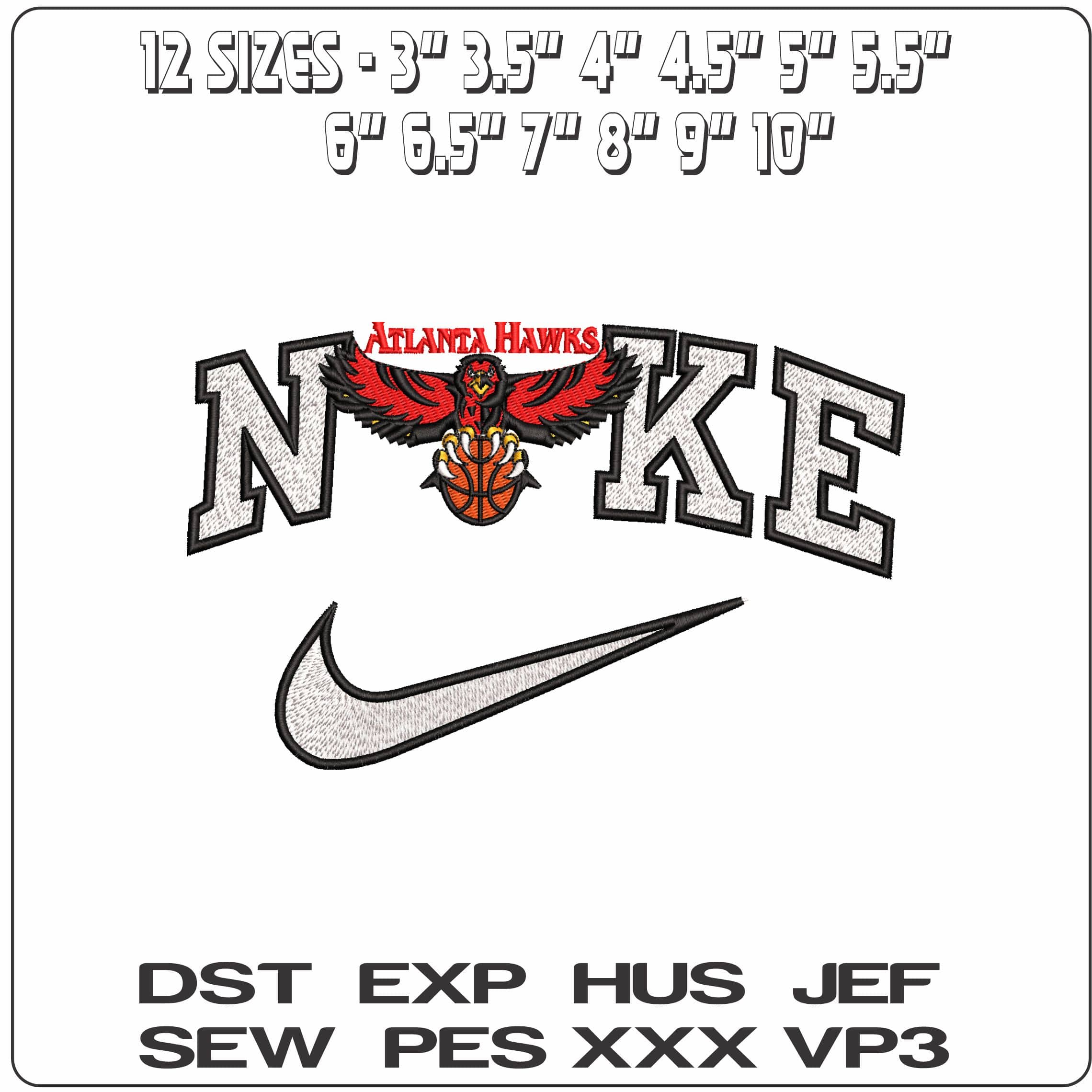 Nike Atlanta Hawks  - Elegant embroidery design file - instant download — view 2