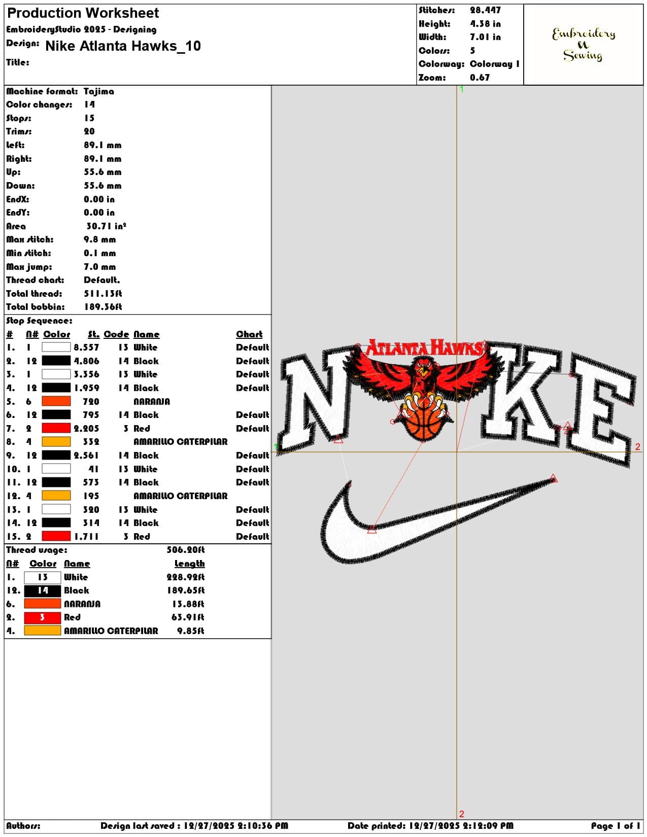 Nike Atlanta Hawks  - Elegant embroidery design file - instant download — view 3