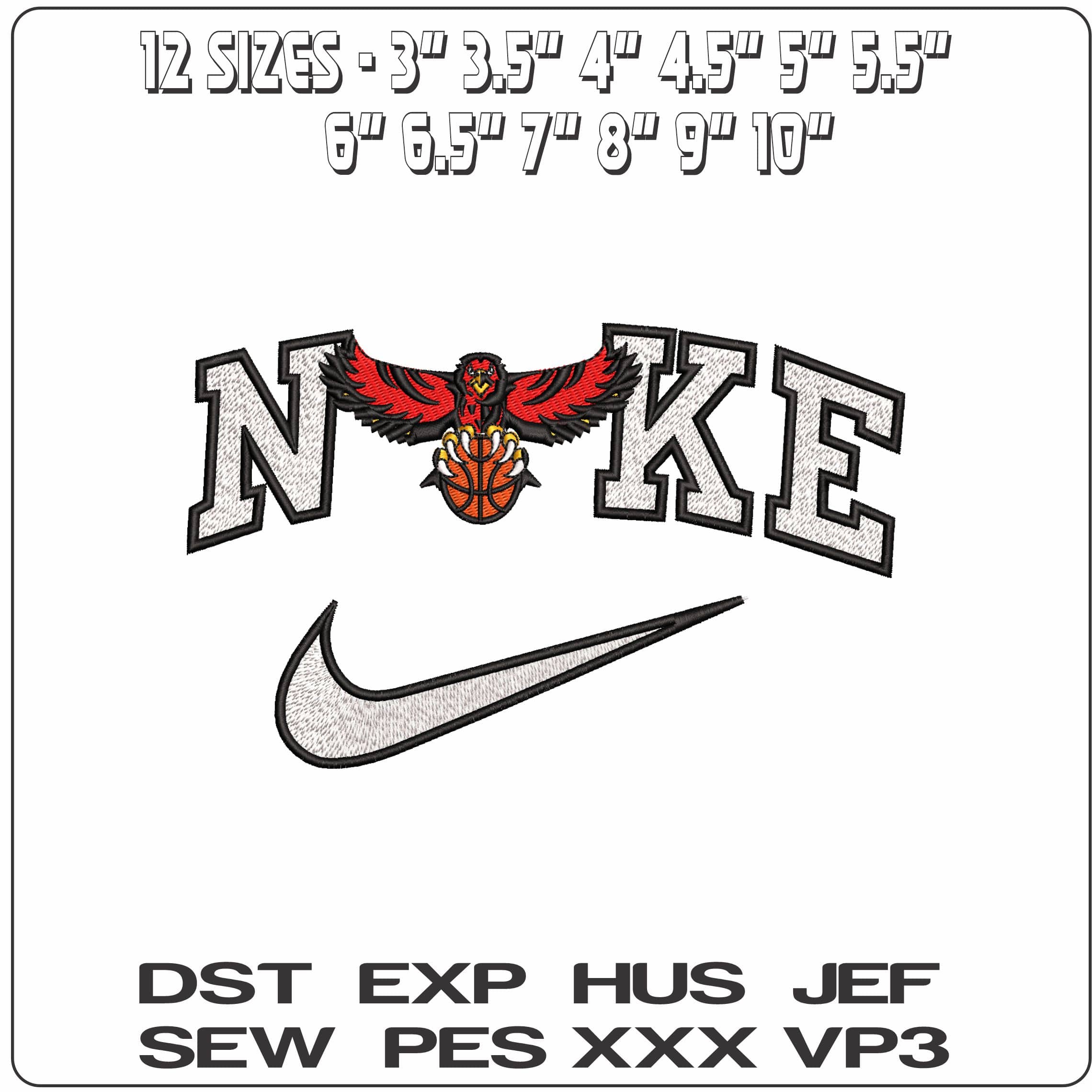 Nike Atlanta Hawks Logo  - Elegant embroidery design file - instant download — view 2