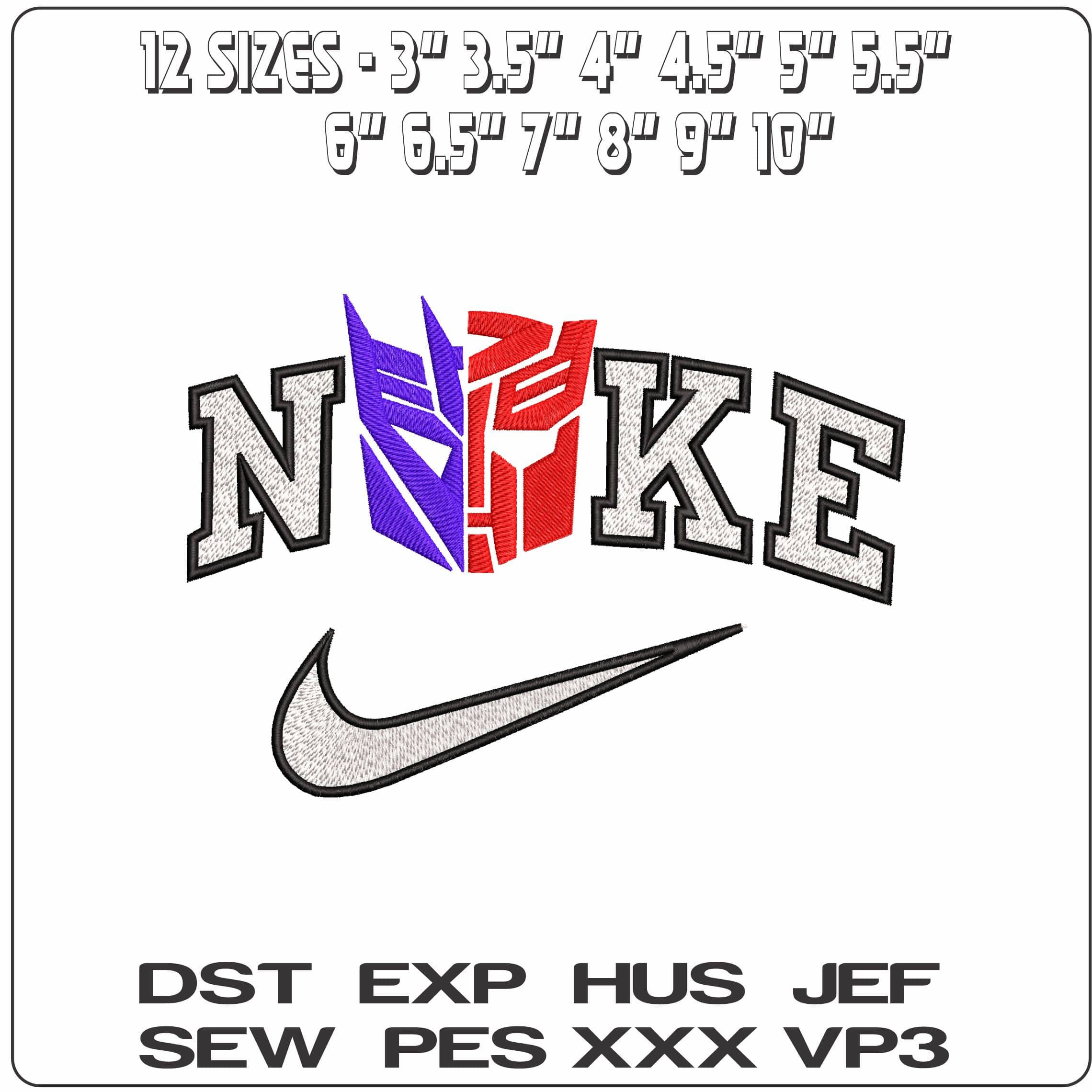 Nike Autobots vs Deceptiocons  - Elegant embroidery design file - instant download — view 2
