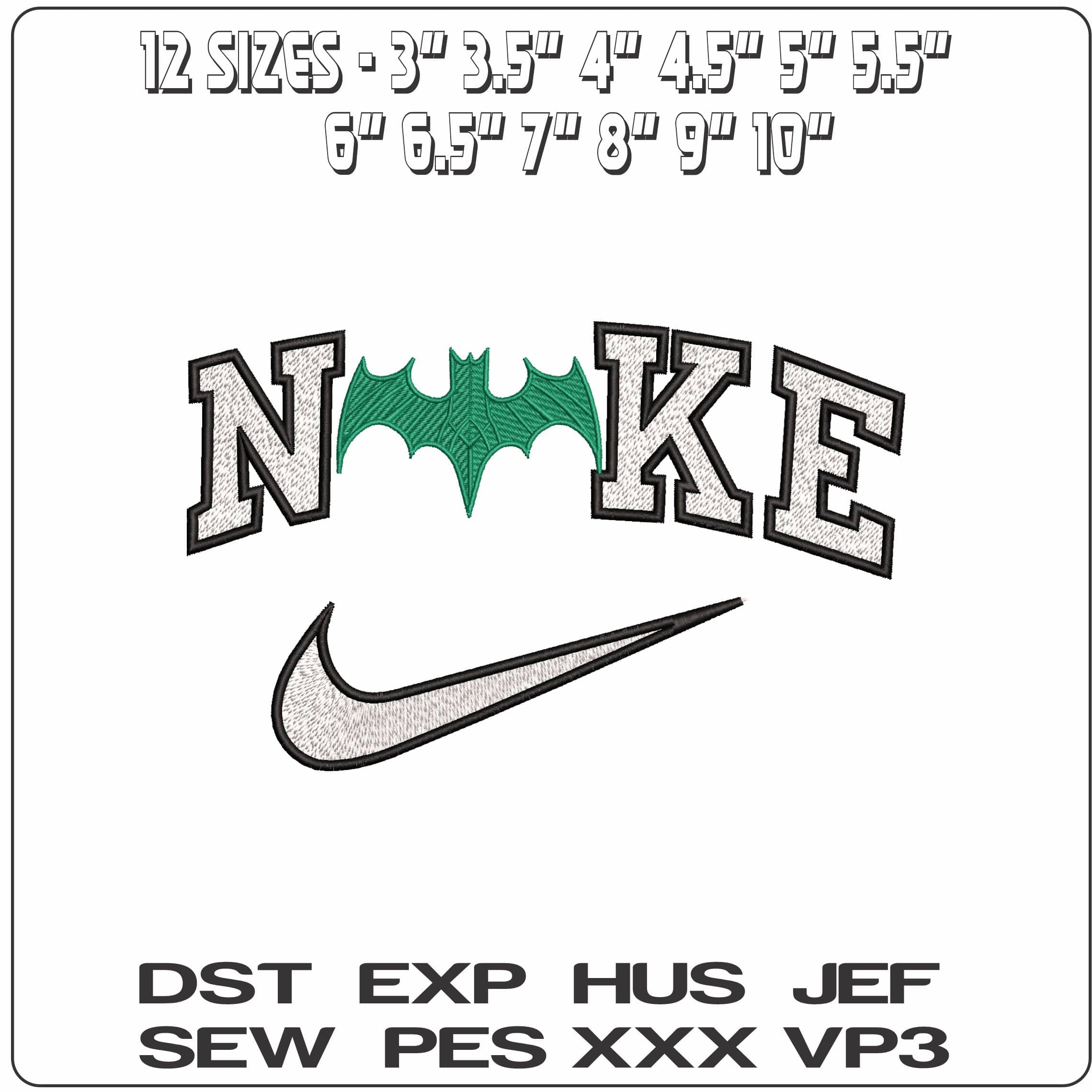 Nike Batman Ribbed Logo DC Comics  - Elegant embroidery design file - instant download — view 2