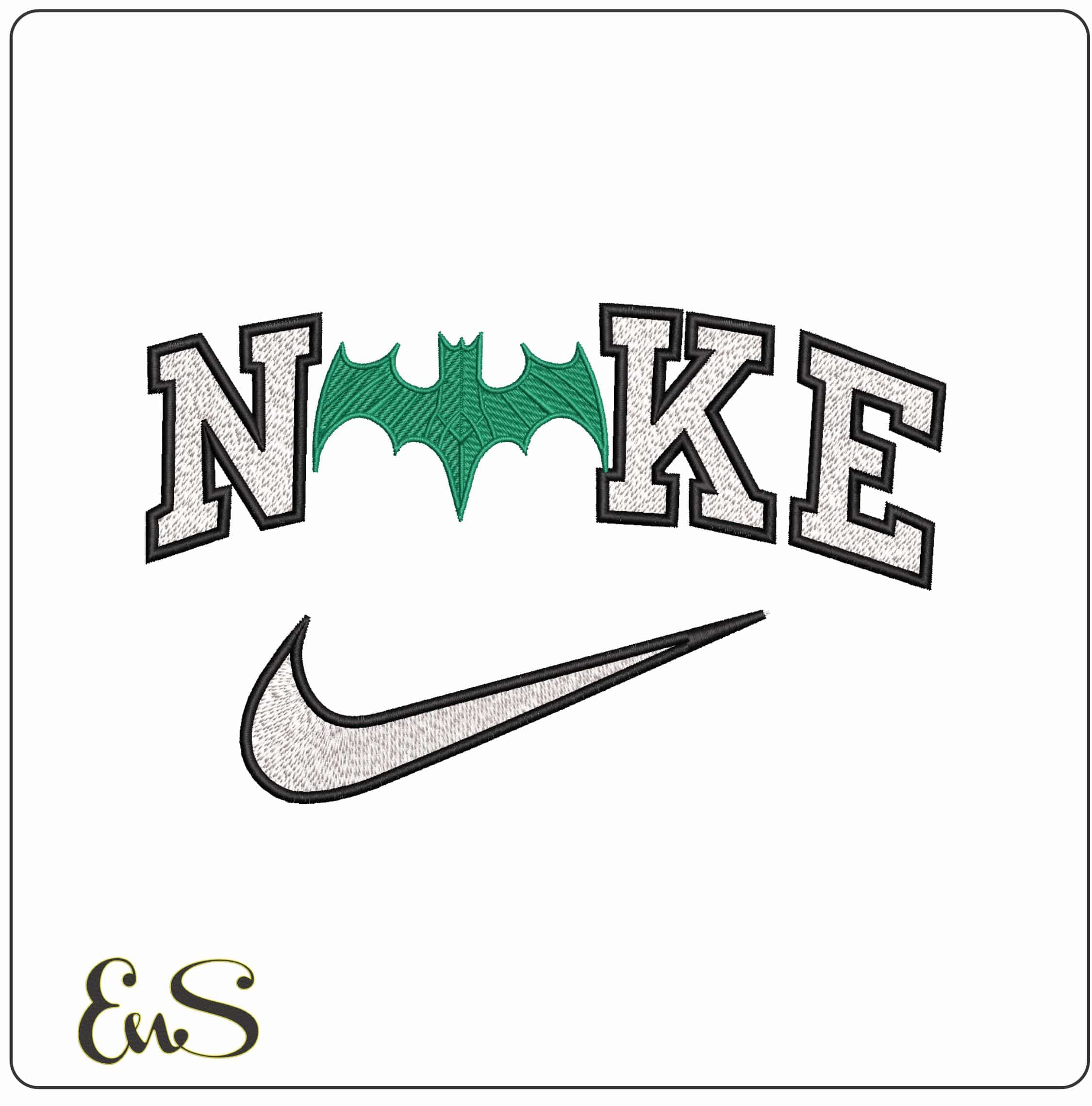 Nike Batman Ribbed Logo DC Comics  - Elegant embroidery design file - instant download