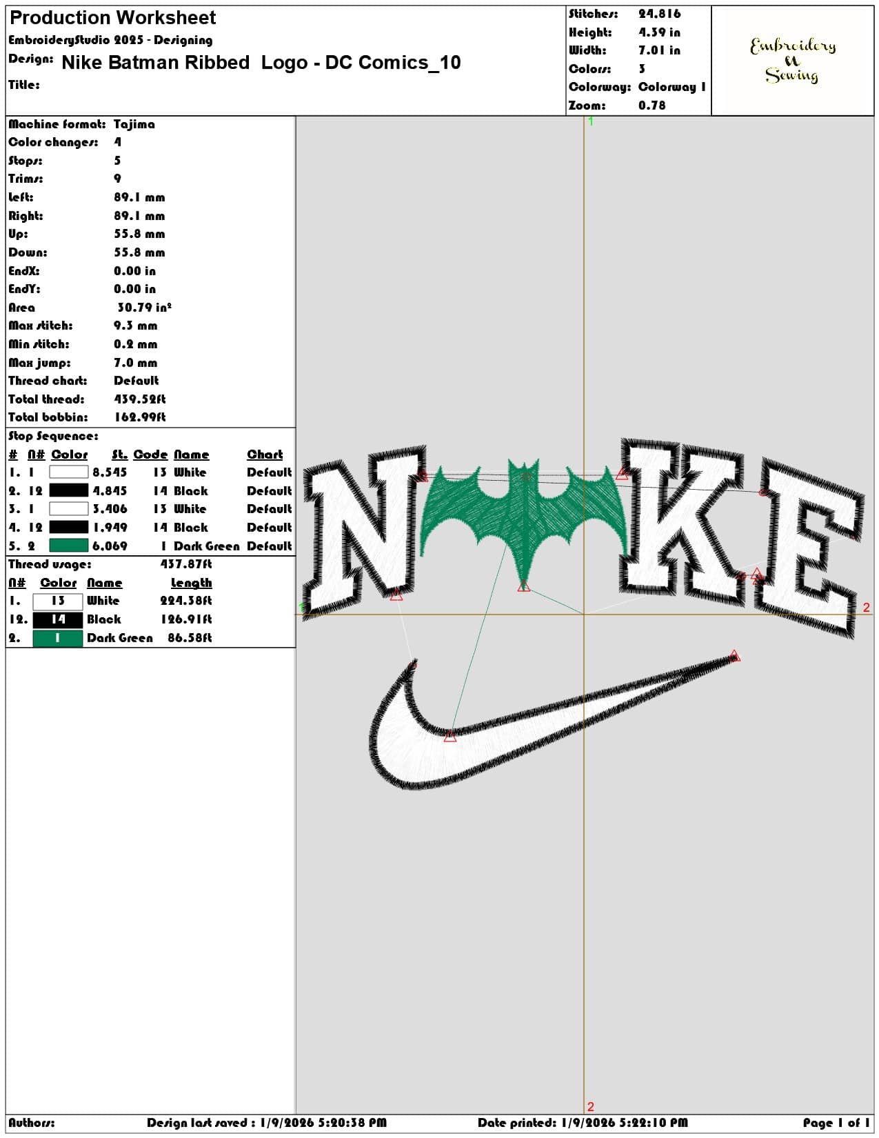 Nike Batman Ribbed Logo DC Comics  - Elegant embroidery design file - instant download — view 3